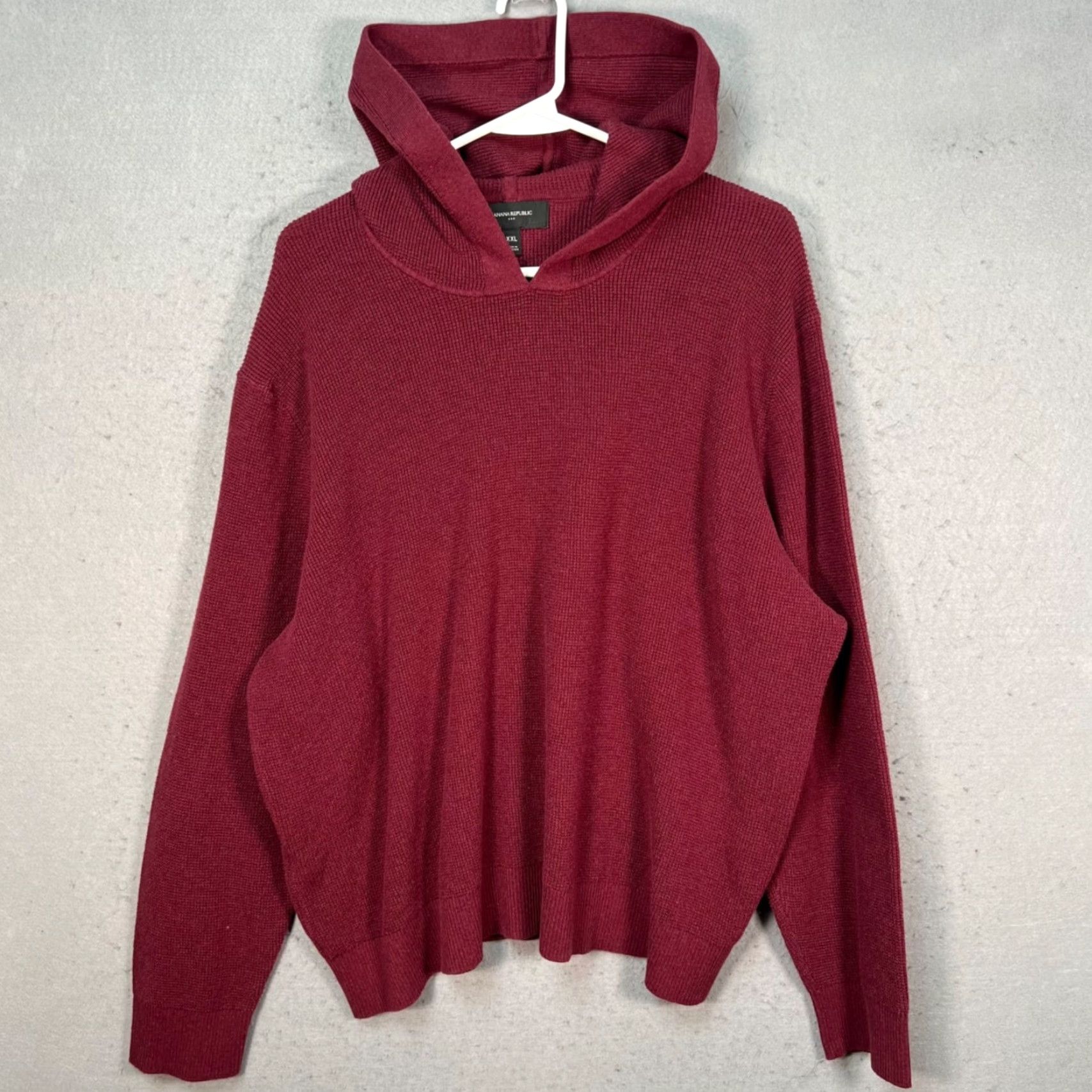 Banana Republic Banana Republic Mens Hoodie Pullover Sweatshirt Knit Cotton Burgundy Red 2XL Regular Knit Long Sleeve Pullover Casual Winter Spring Fall Mens Size US XXL / EU 58 / 5 - 2 Thumbnail