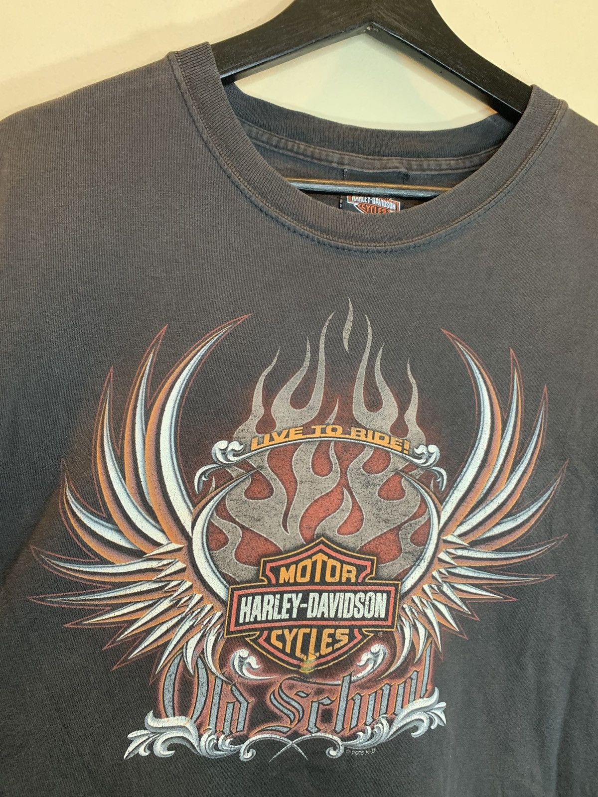 Harley Davidson *RARE* Vintage Harley Davidson Flame Wings Biker Art T-Shirt Size US XL / EU 56 / 4 - 3 Thumbnail