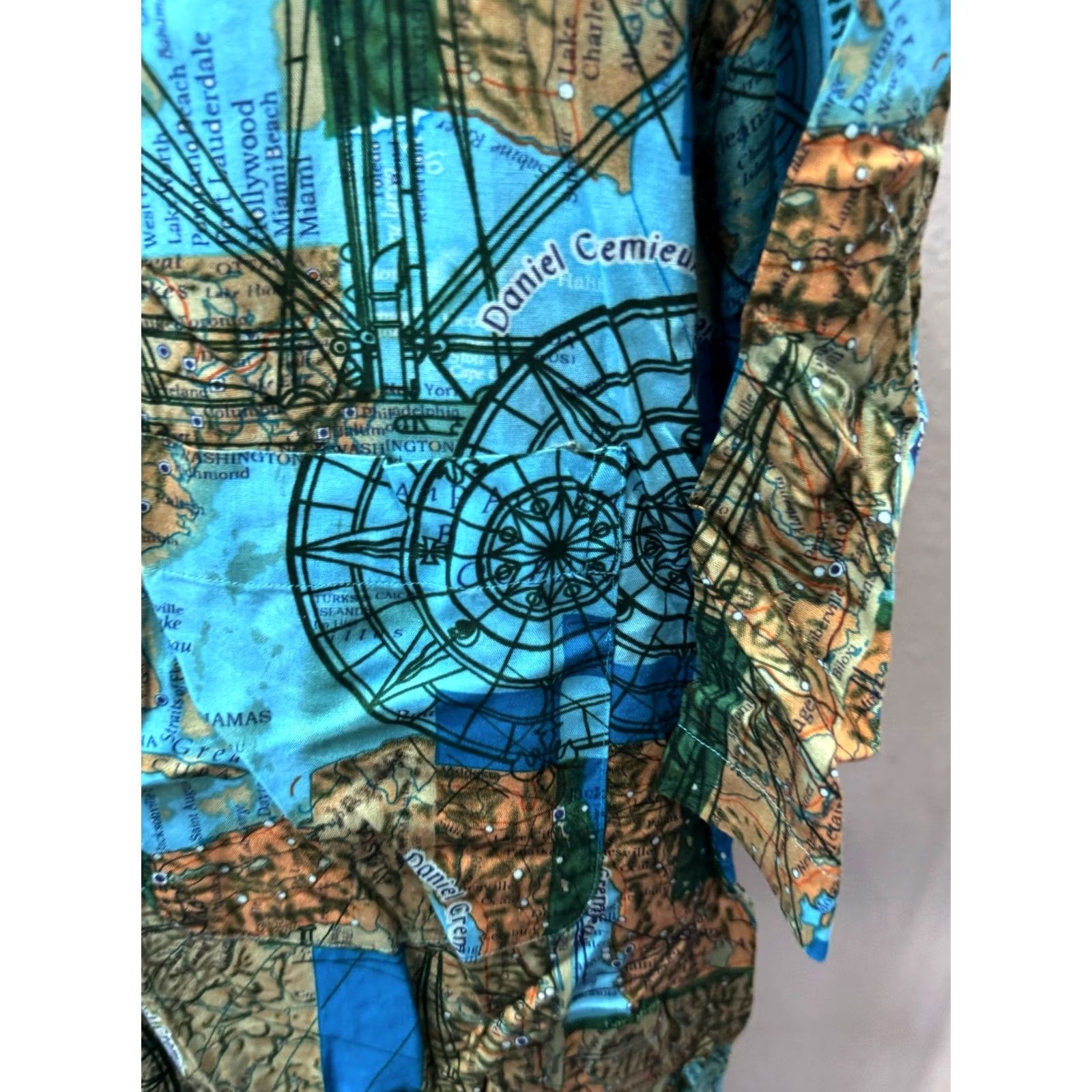 Cremieux Daniel Cremieux SHORT SLEEVE BUTTON UP SHIRT Large L Nautical Artwork Multicolor Mens Size US L / EU 52-54 / 3 - 5 Thumbnail