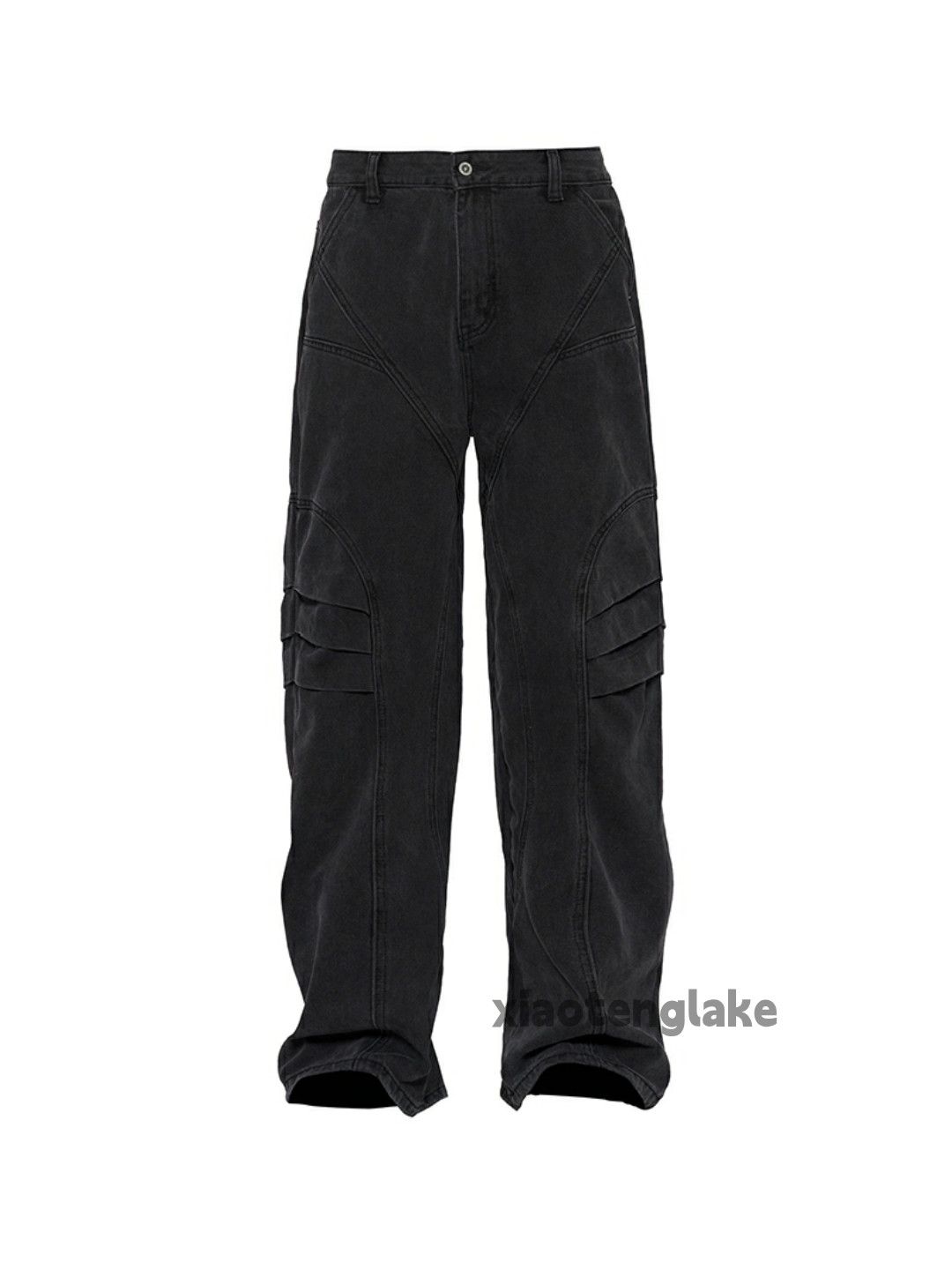 loose biker cargo patchwork washed faded jeans