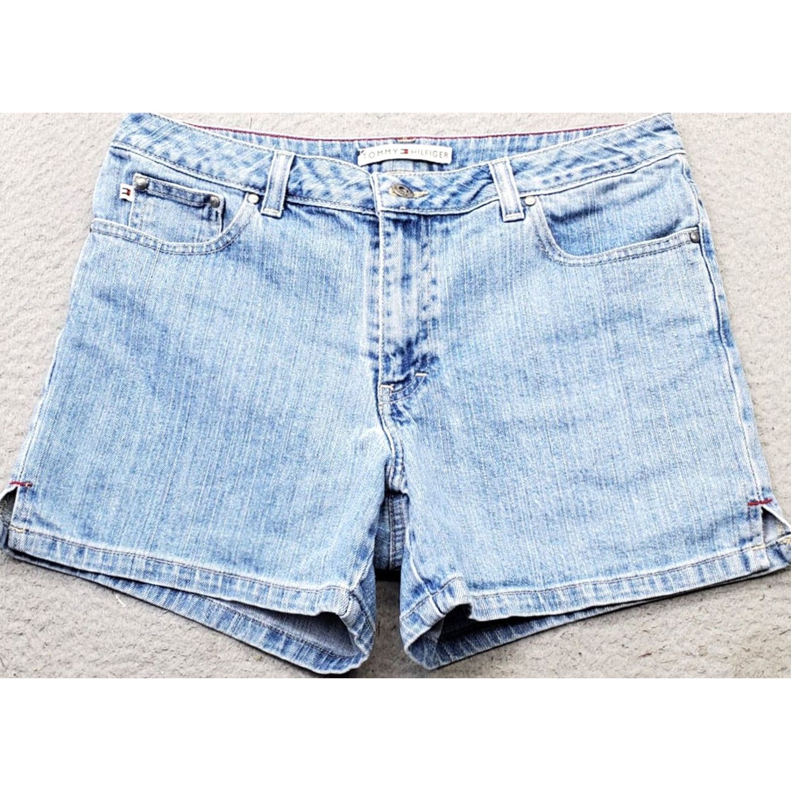 Tommy Hilfiger Tommy Hilfiger Womens 6 Blue Denim Mom Shorts Medium Wash Flat Front Side Slit Program: 5-Pocket | Casual Summer Size 28" / US 6 / IT 42 - 2 Thumbnail