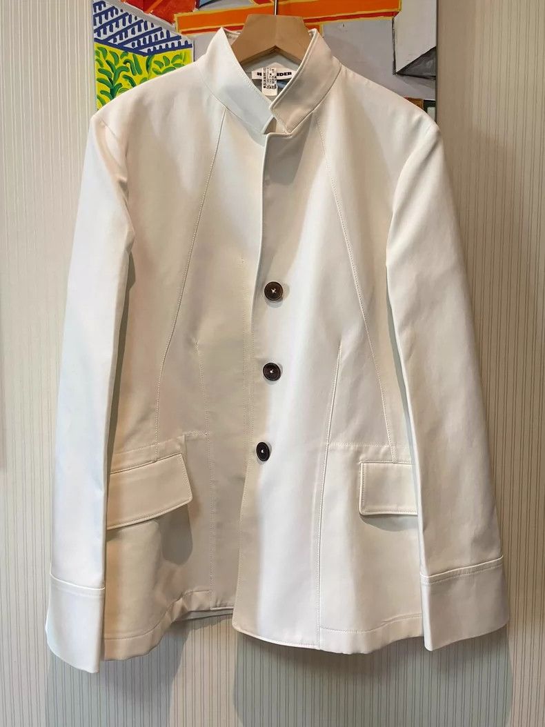 Jil Sander Jil Sander White Chinese Collar Suit Size XXS / US 00 / IT 34 - 2 Thumbnail