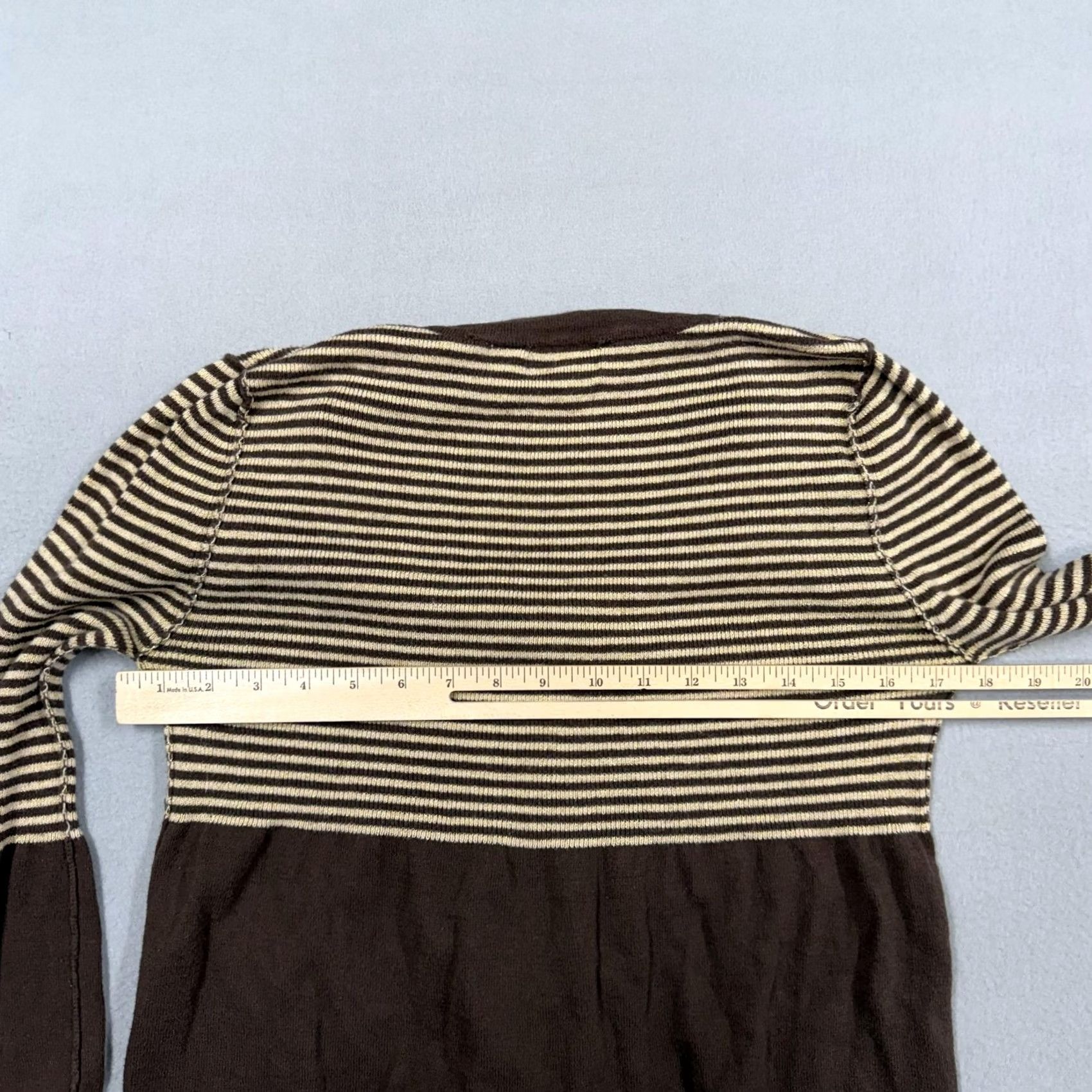 Vintage Loca Loca Sweater Cardigan Womens Large Brown Striped 100% Cotton V Neck Knit Bell Sleeve Casual Vintage: No Size L / US 10 / IT 46 - 7 Thumbnail
