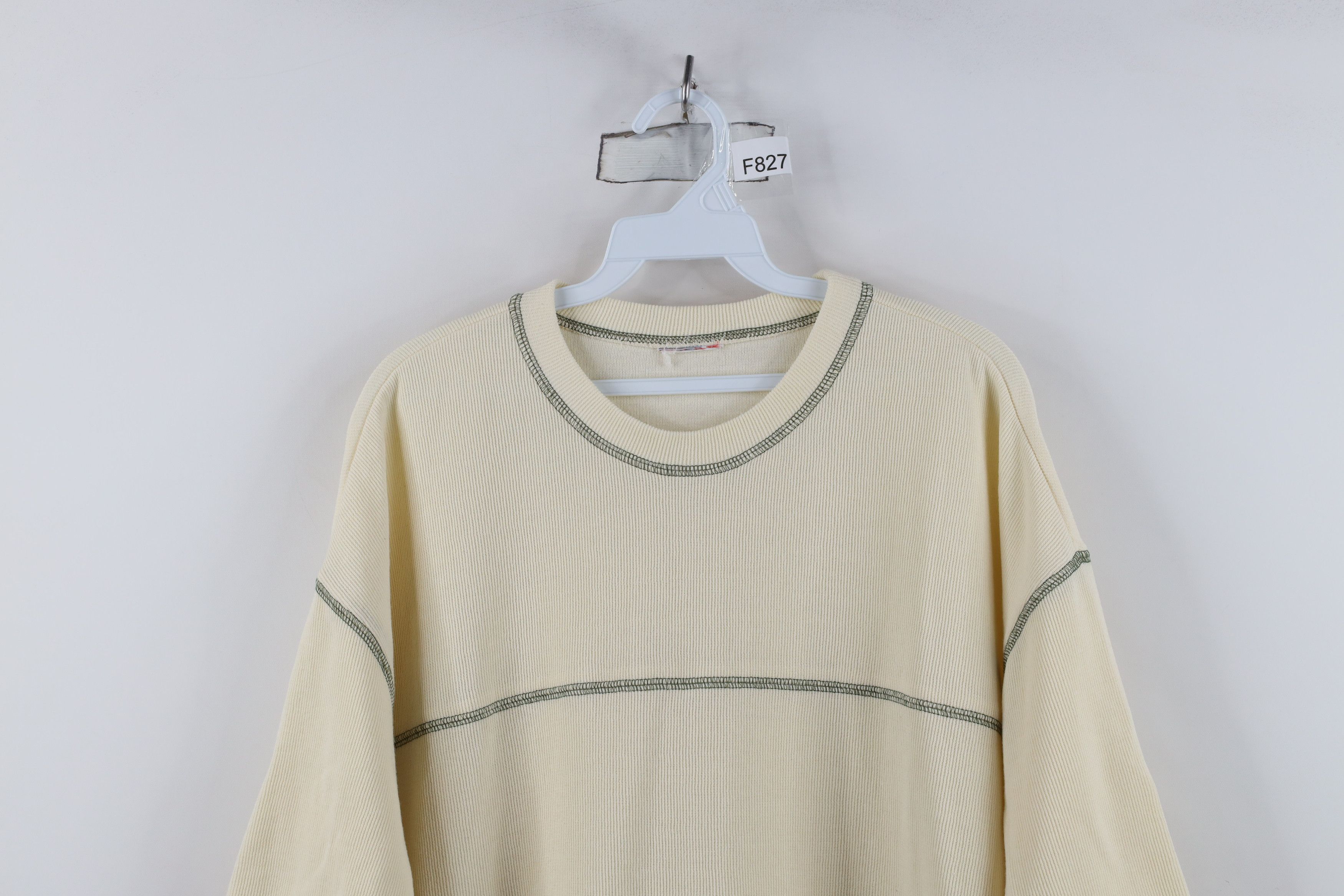 Vintage Vintage 90s Streetwear Thermal Waffle Knit T-Shirt Cream Size US XXL / EU 58 / 5 - 2 Thumbnail