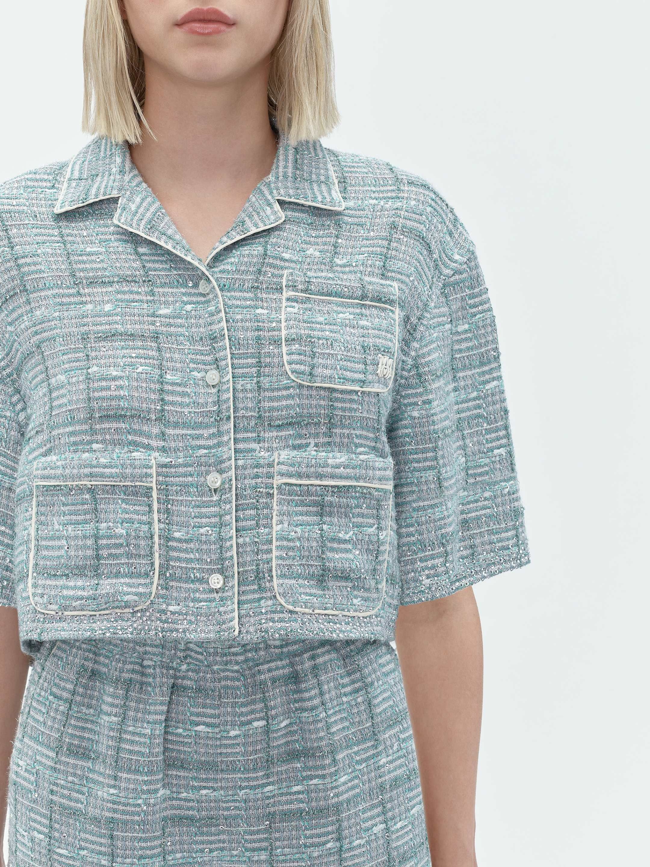 Amiri o1s1wg110525 Crystal Boucle Shirt in Blue/White Size L / US 10 / IT 46 - 6 Thumbnail