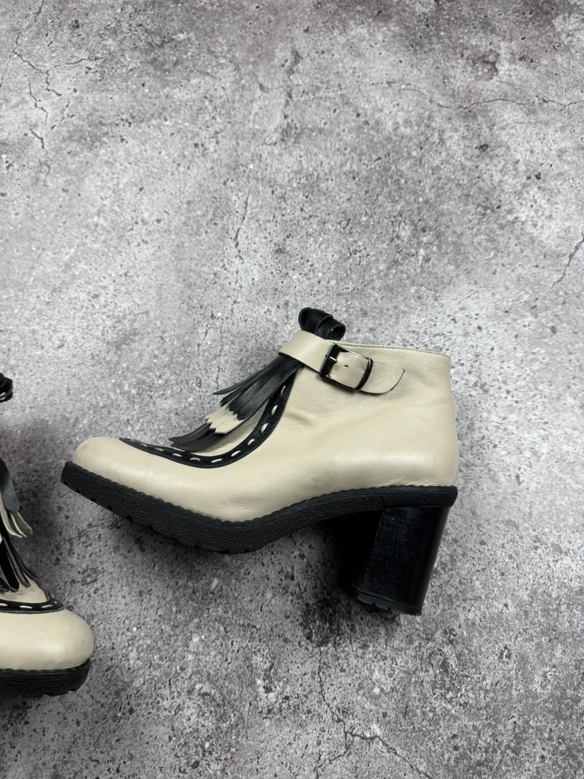 Japanese Brand Vintage Rick Owen’s Style Y2K Leather Fridge Heels Boots 00s Size US 8 / IT 38 - 5 Thumbnail