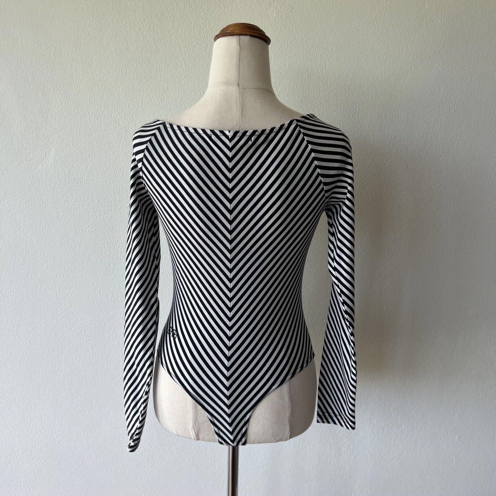 Ksubi new Ksubi womens top small s 8 bodysuit black white stripe Size S / US 4 / IT 40 - 3 Thumbnail
