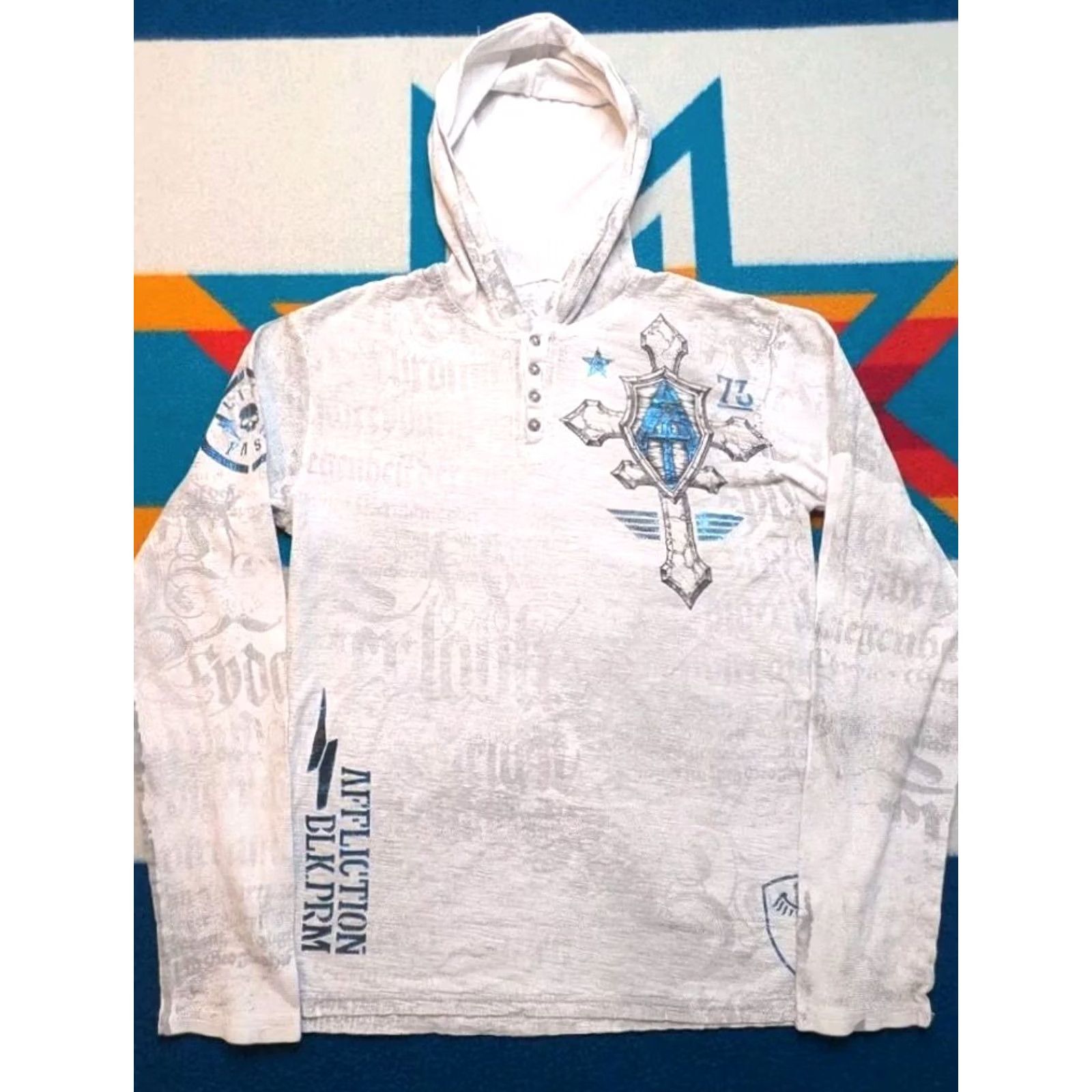 Affliction VINTAGE Affliction Hoodie Pullover USA Made Lightweight Wings Cross UFC Y2K Medium Size US M / EU 48-50 / 2 - 2 Thumbnail