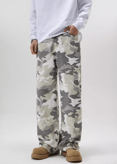 Japanese Brand × Jean Men's gray camouflage loose straight baggy casual pants Size US 32 / EU 48 - 2 Thumbnail