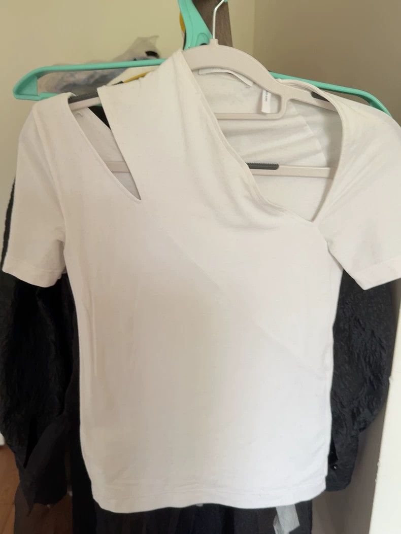 Helmut Lang HELMUT LANG White cropped short sleeves Size XS / US 0-2 / IT 36-38 - 1 Thumbnail