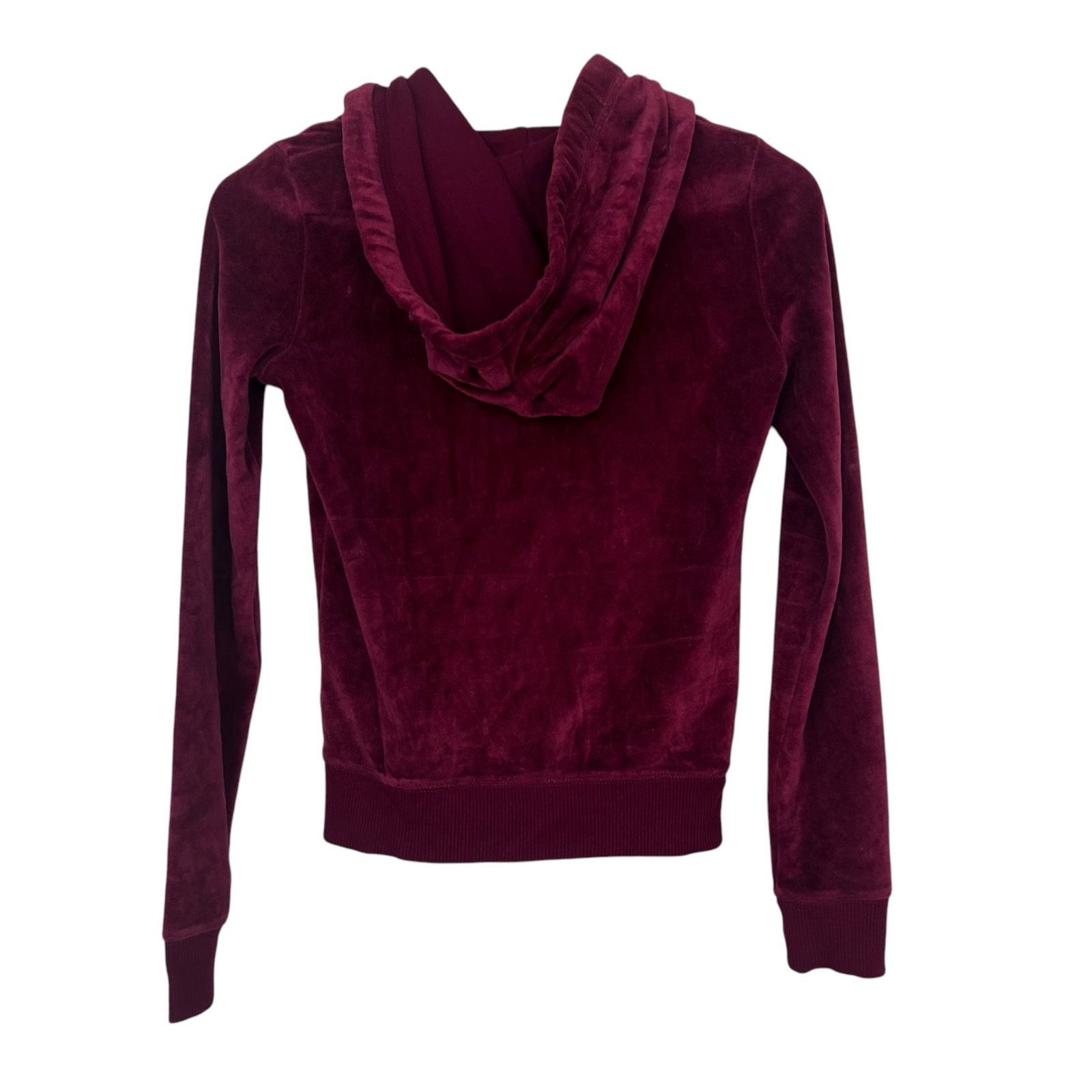 Hollister Hollister Maroon Velour Full Zip Hoodie Sz XS Size XS / US 0-2 / IT 36-38 - 4 Thumbnail