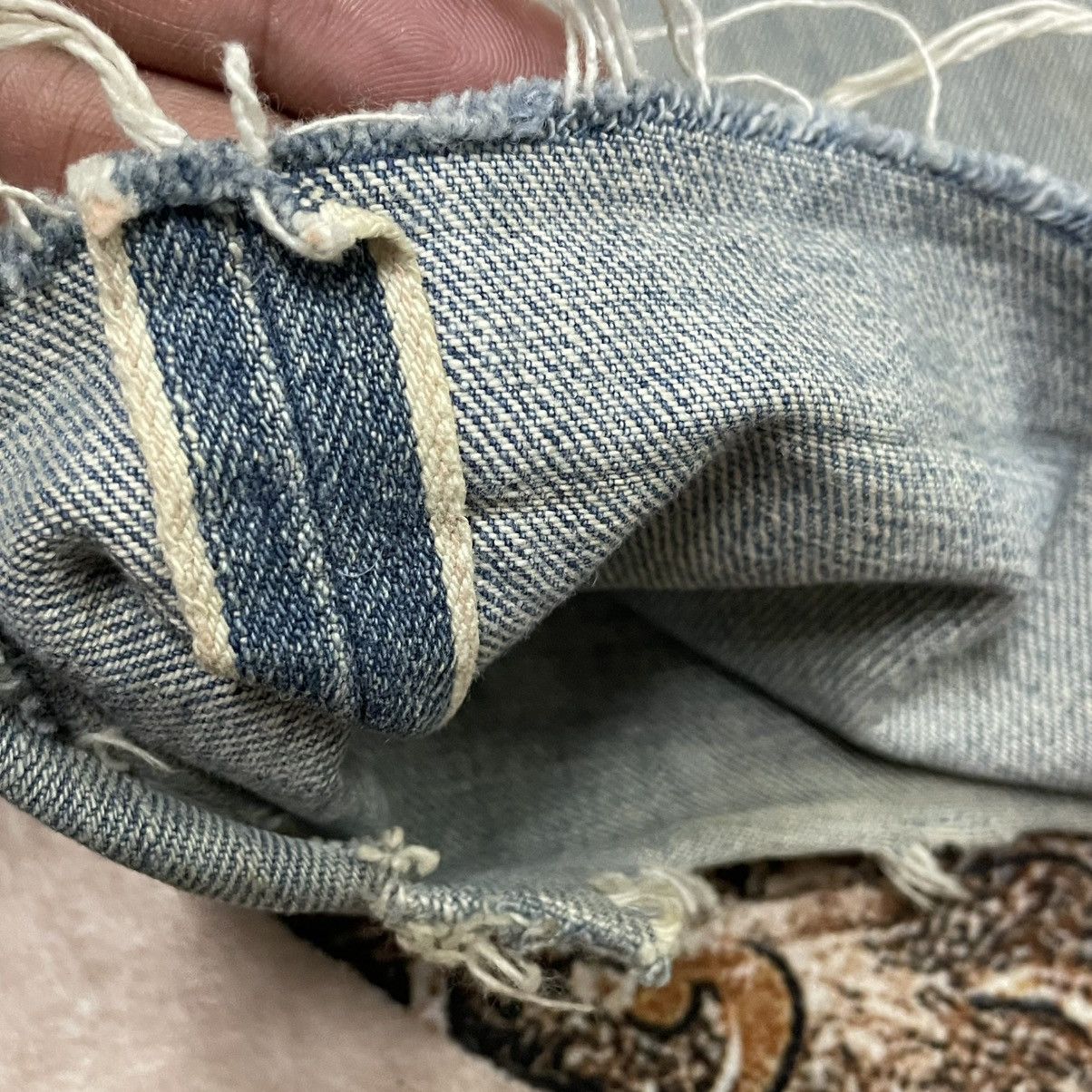 Edwin 🔥Edwin 505 Stoned Washed Ripped Distress Dirty Selvedge Jean Size US 35 - 14 Thumbnail