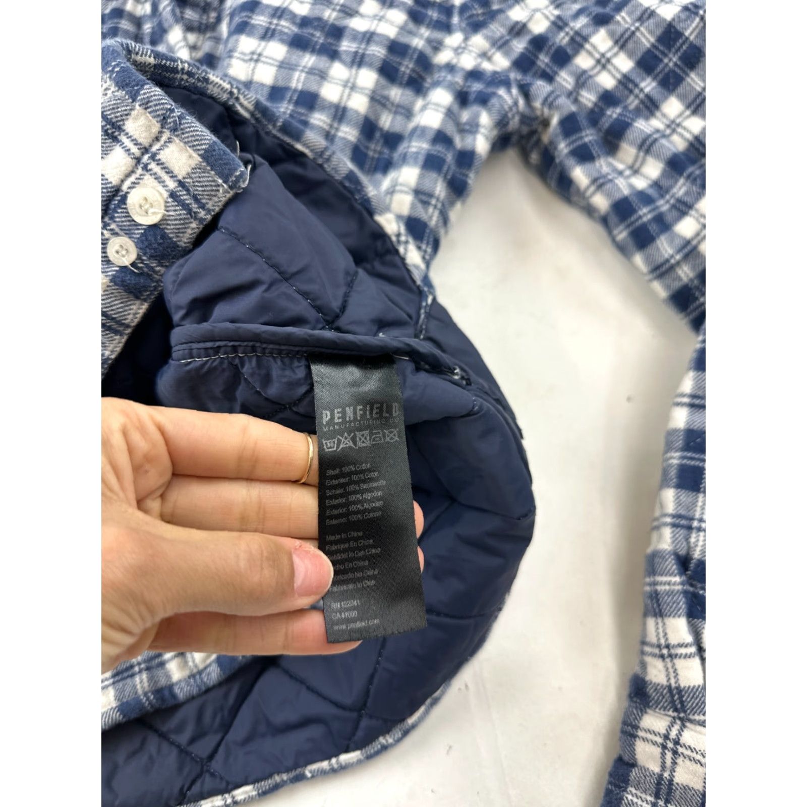 Penfield Penfield Shacket Womens Medium Blue White Plaid Quilted Flannel Boyfriend Fit Size M / US 6-8 / IT 42-44 - 7 Thumbnail