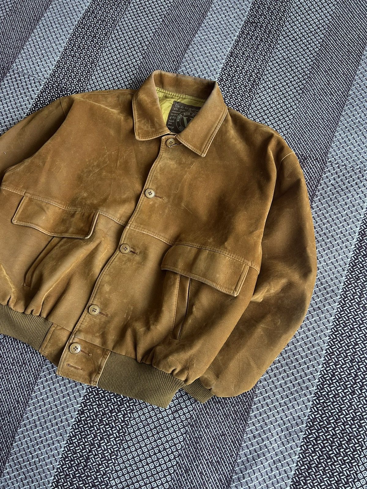 Genuine Leather Vintage Leather Bomber Jacket 90s Faded Japanese Vibe Size L Size US L / EU 52-54 / 3 - 2 Thumbnail