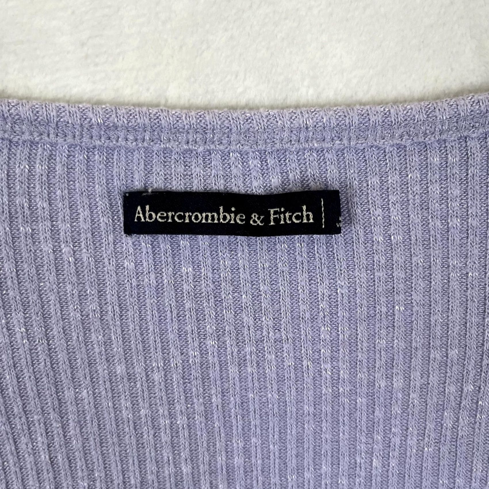 Abercrombie & Fitch Abercrombie & Fitch T-Shirt Womens Large Purple Long Sleeve Square Neck Ribbed Size L / US 10 / IT 46 - 2 Thumbnail