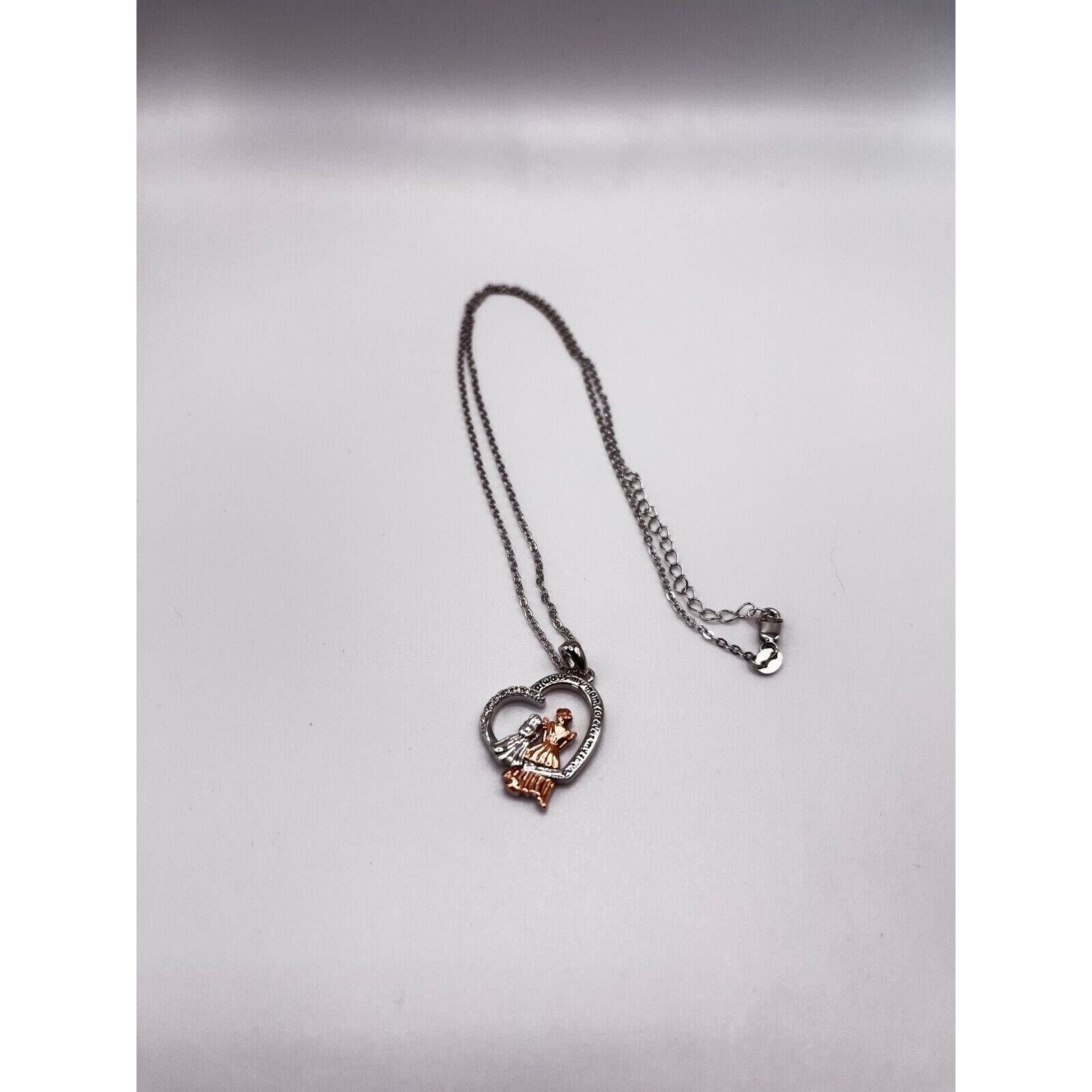 The Unbranded Brand Mother Daughter Necklace 925 Sterling Silver Pendant With CZ Size ONE SIZE - 5 Thumbnail