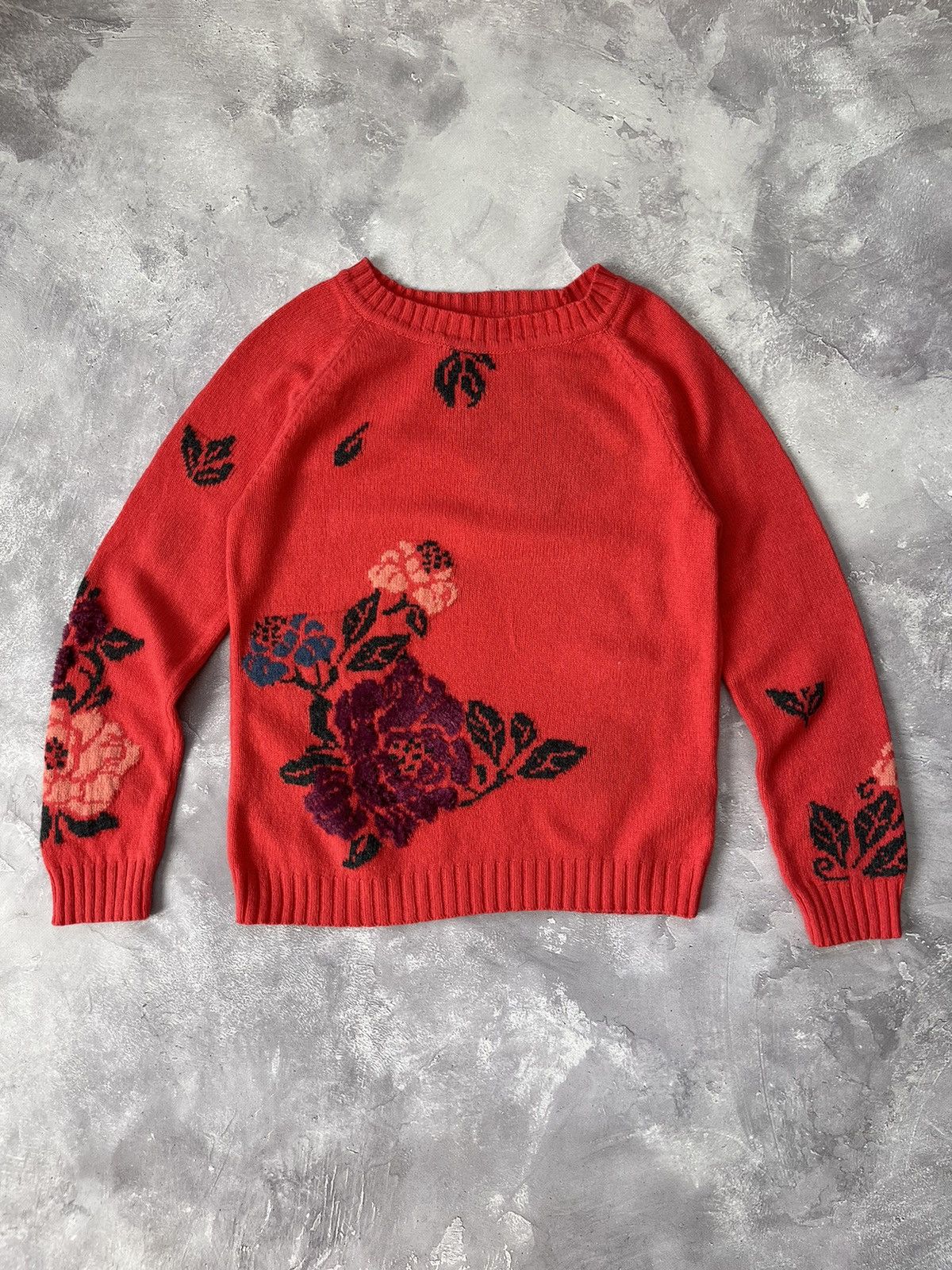 Other Womens Wool Sweater Ivko Size 36 Coral Flower Pattern Size XS / US 0-2 / IT 36-38 - 1 Thumbnail