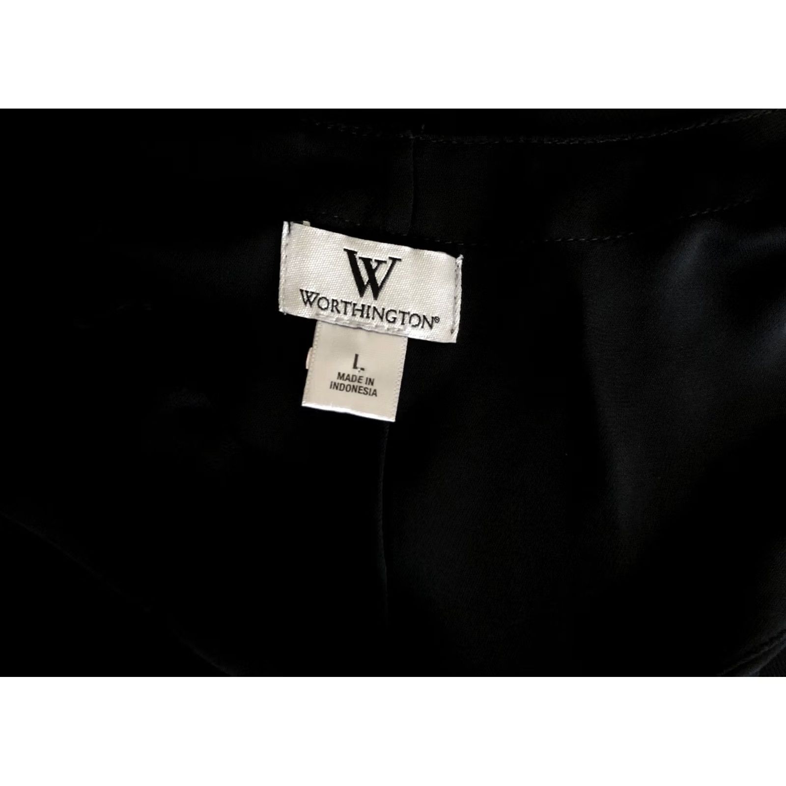 Worthington Worthington silky chiffon twin set L black Dolman short sleeve V-neck pleated Blouse Womens Size 36" / US 14 / IT 50 - 4 Thumbnail