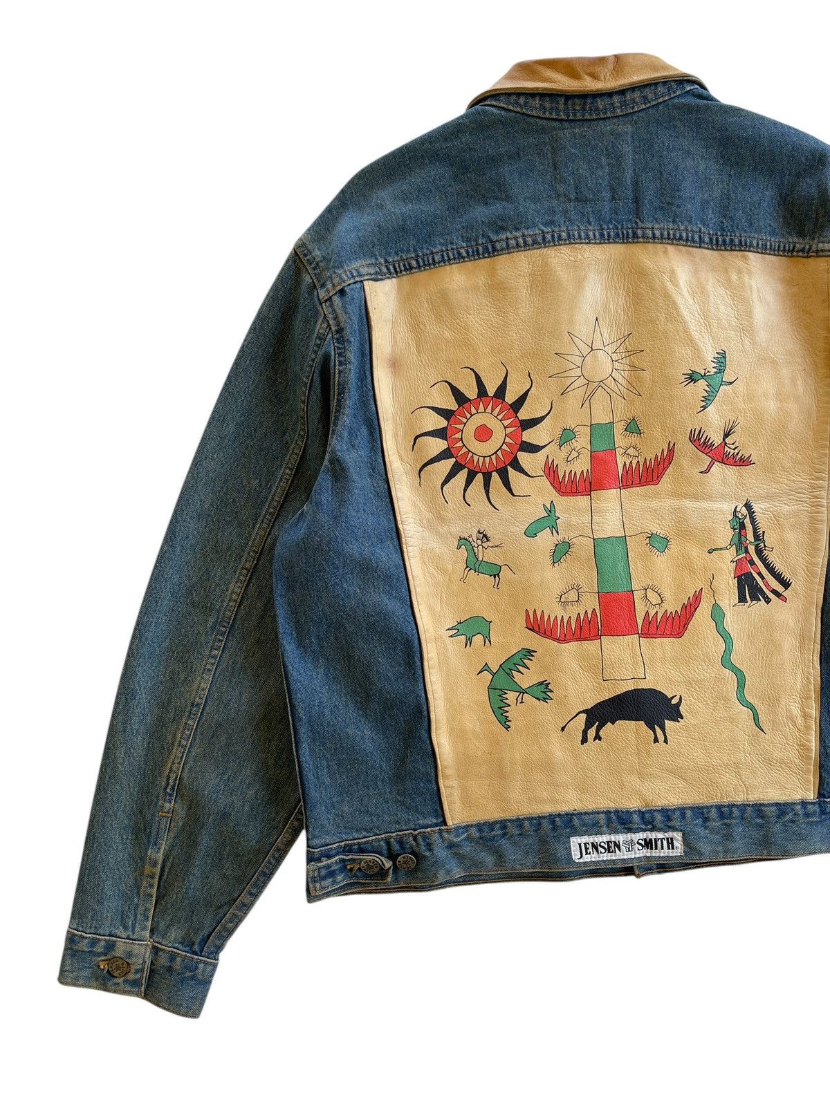 Vintage 1980s Cowboy Code Dirty Denim Jacket Size US L / EU 52-54 / 3 - 5 Thumbnail