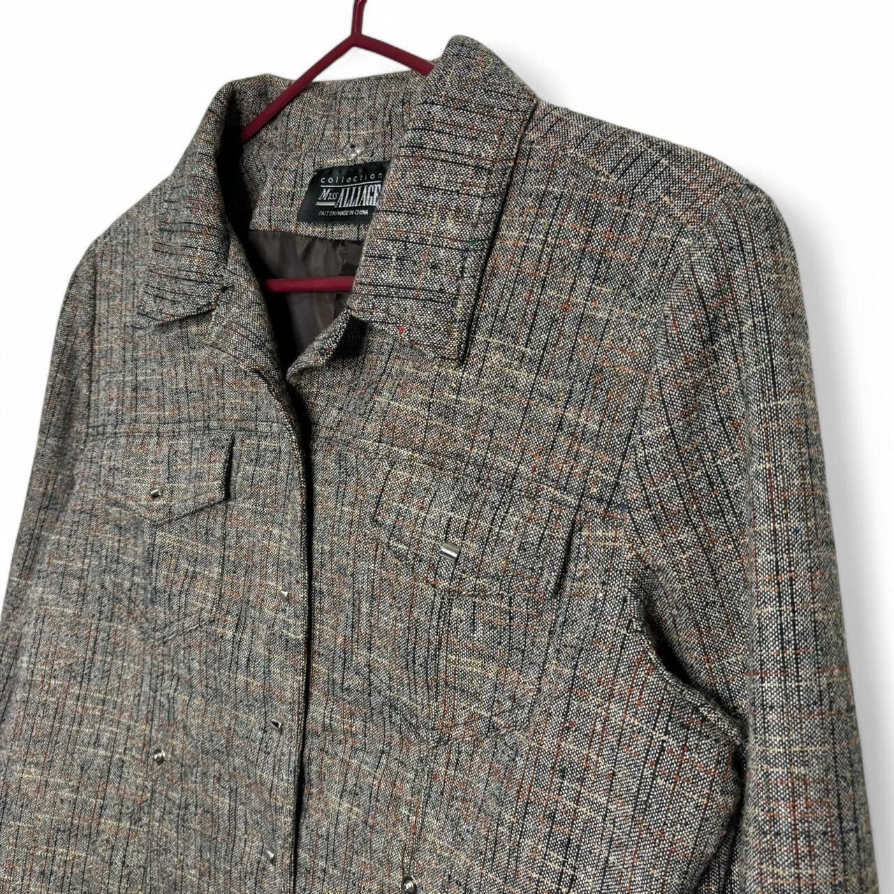 Vintage Vintage 1990s Tweed Style Grey Short Blazer Jacket Size M / US 6-8 / IT 42-44 - 2 Thumbnail