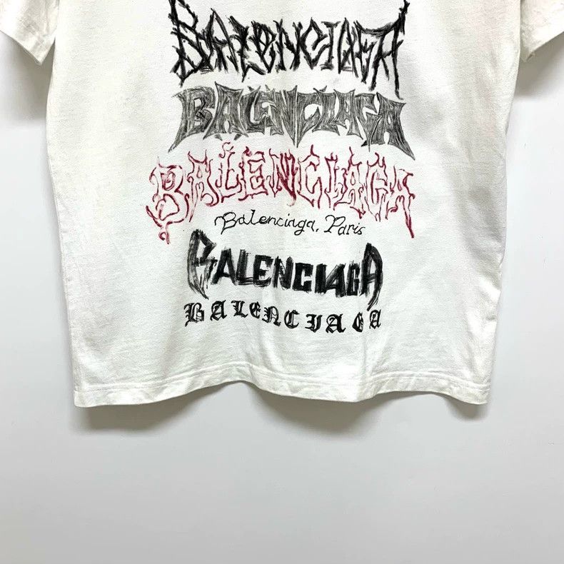 Balenciaga Balenciaga White Graffiti Letter Short Sleeve T-Shirt 2502- Size US XS / EU 42 / 0 - 4 Thumbnail