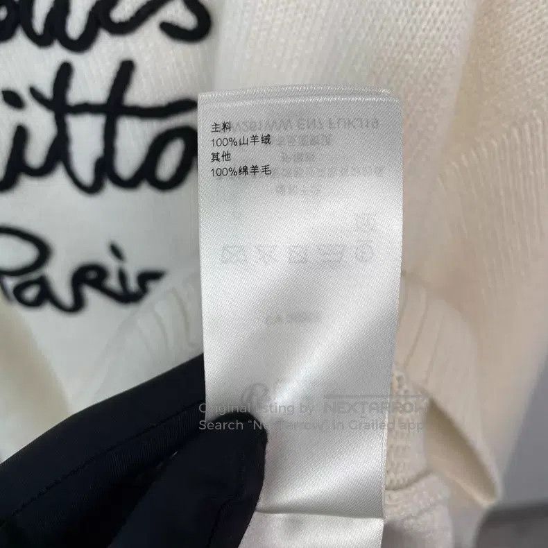 Louis Vuitton Louis Vuitton SS26 White Letter Pullover Long Sleeve Cashm Size US L / EU 52-54 / 3 - 9 Thumbnail