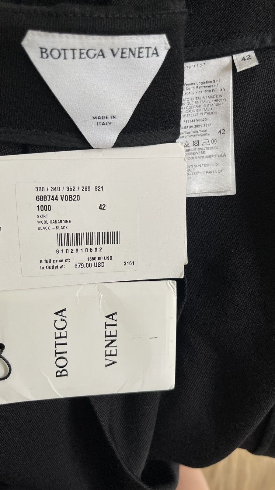 Bottega Veneta Bottega Veneta Wool Gabardine Skirt in Black size 42 Size 42" / US 20 - 12 Thumbnail