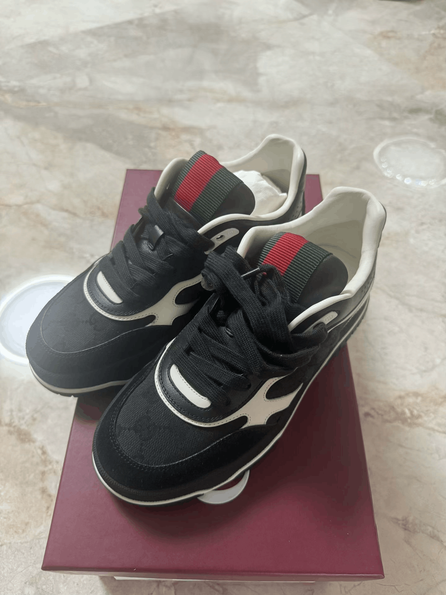 Gucci Gucci Re-Web Leather Low-Top Sneakers Size US 5 / IT 35 - 1 Thumbnail