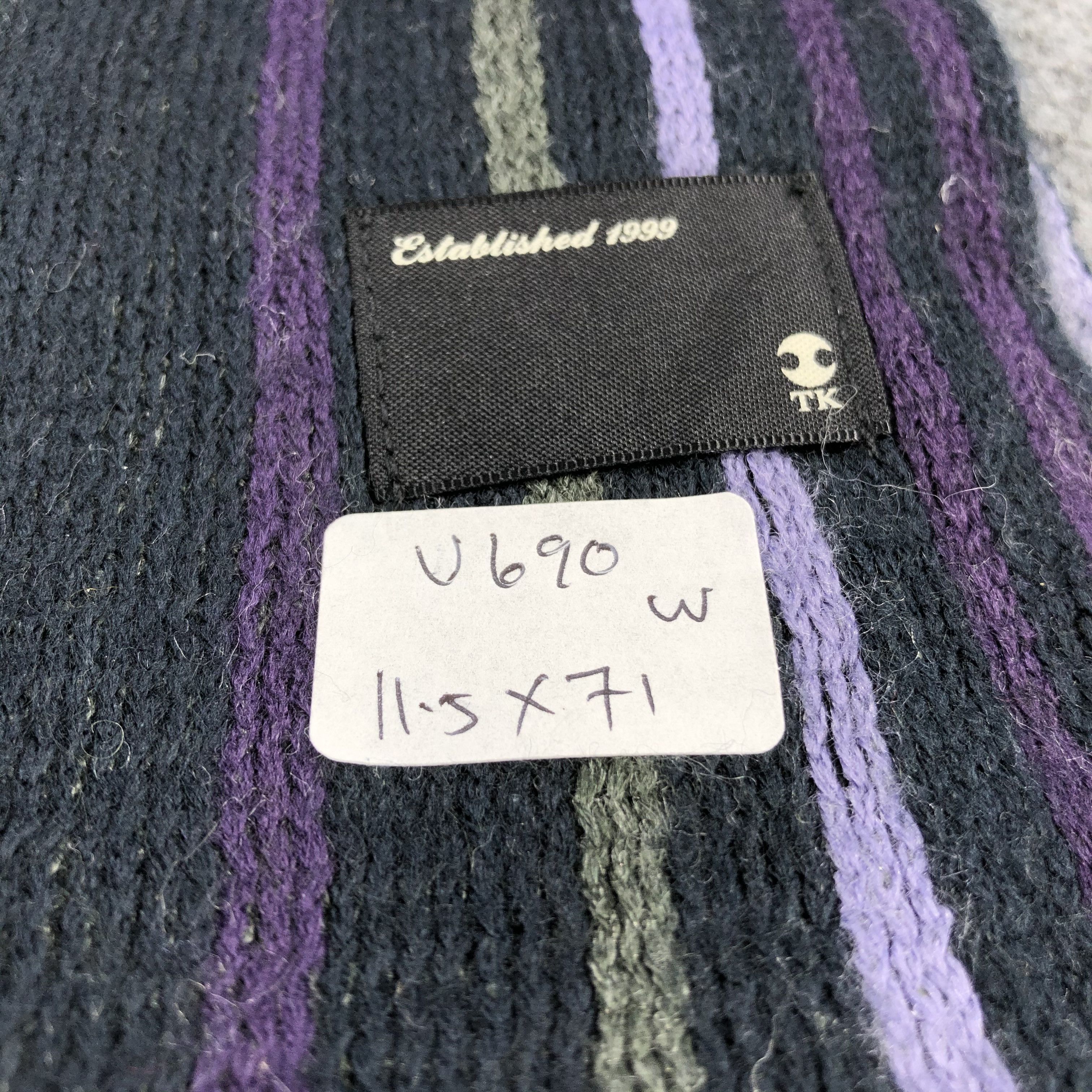 Takeo Kikuchi Takeo Kikuchi Striped Wool Scarf Muffler V690 Size ONE SIZE - 5 Thumbnail