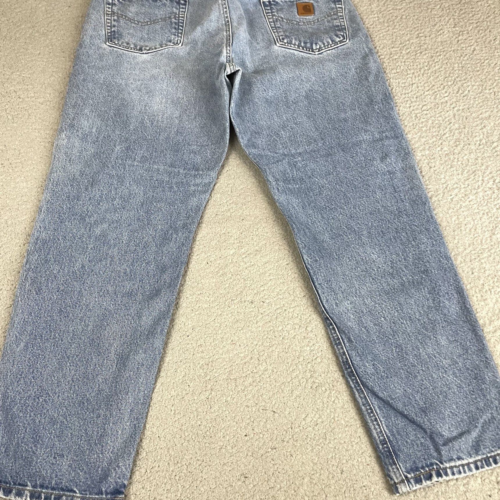 Carhartt Carhartt Jeans Mens 38x30 Blue Denim Relaxed Fit Workwear Chore Barn Light Wash Denim Jeans Size US 38 / EU 54 - 4 Thumbnail