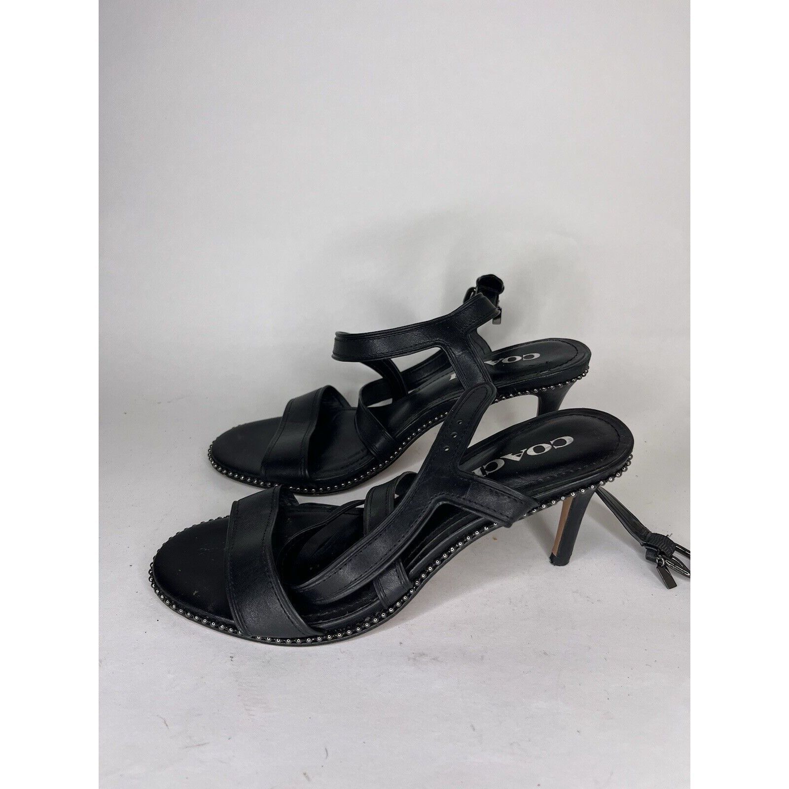 Coach Coach Black Leather Open Toe Ankle Strap Heel Sandals Women Size US 7.5 / IT 37.5 - 1 Thumbnail
