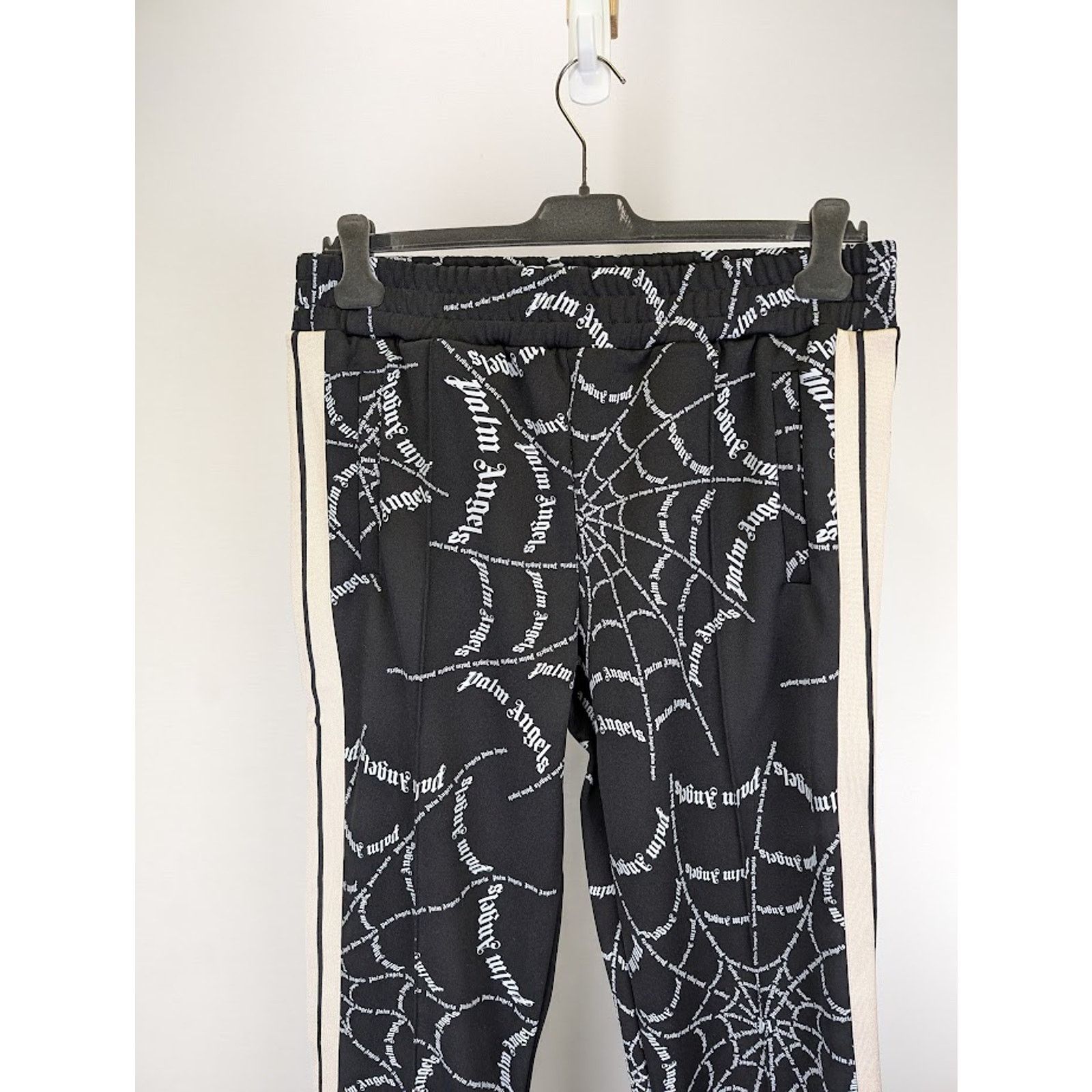 Palm Angels o1rshd1 Spider Web Classic Track Pant in Black Off White Size US 34 / EU 50 - 4 Thumbnail