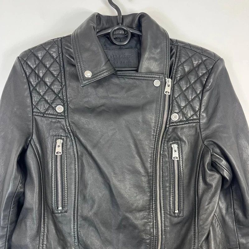 Allsaints AllSaints Leather Biker Jacket Quilted Black Size EU 38 Size M / US 6-8 / IT 42-44 - 5 Thumbnail