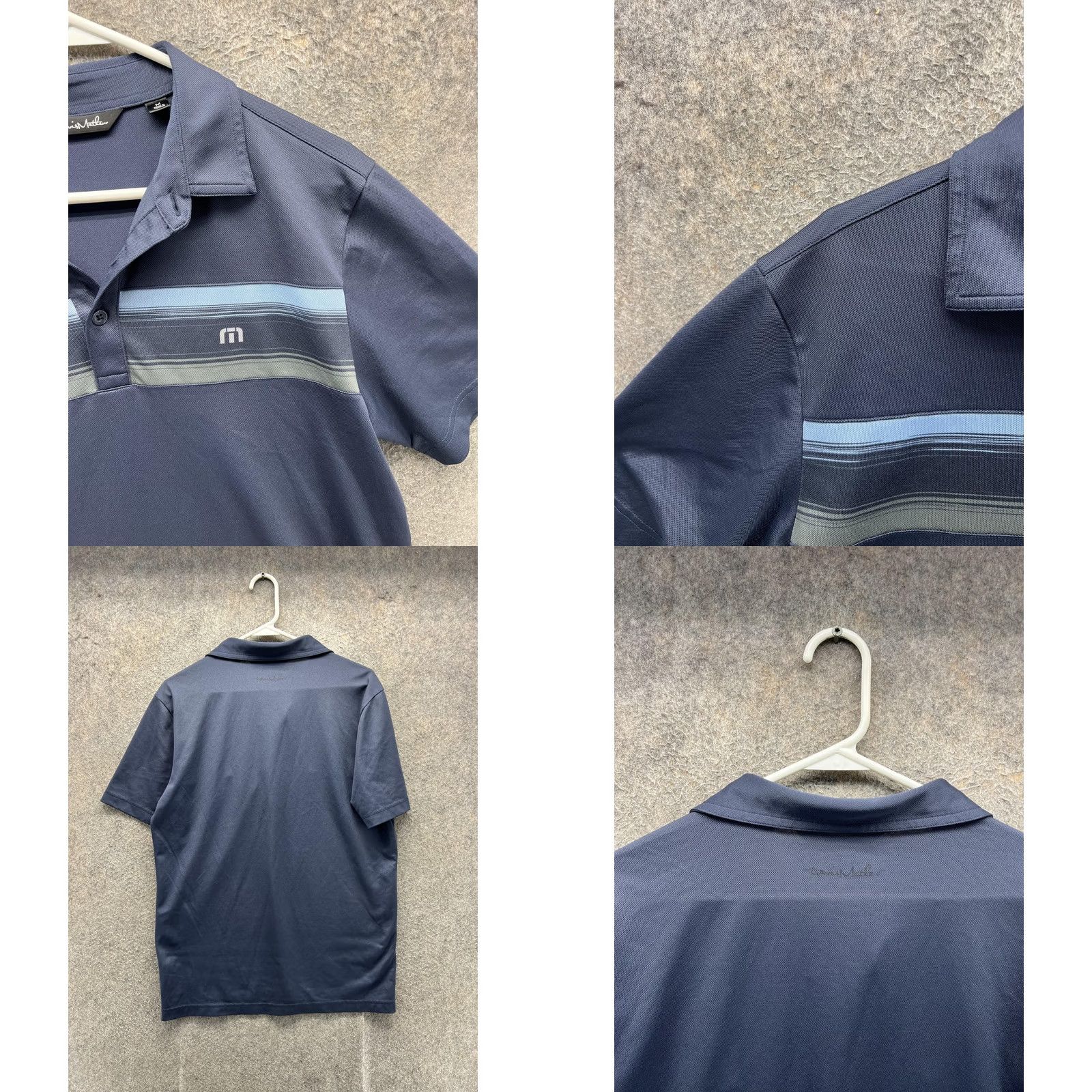 TravisMathew Travis Mathew Polo Shirt Mens M Blue Stripe Golf Performance Short Sleeve Shirt Size US M / EU 48-50 / 2 - 8 Thumbnail