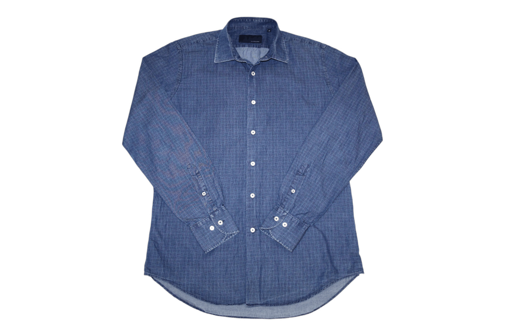 Lardini Lardini Abstract Print Indigo Wash Denim Shirt Size US L / EU 52-54 / 3 - 1 Thumbnail