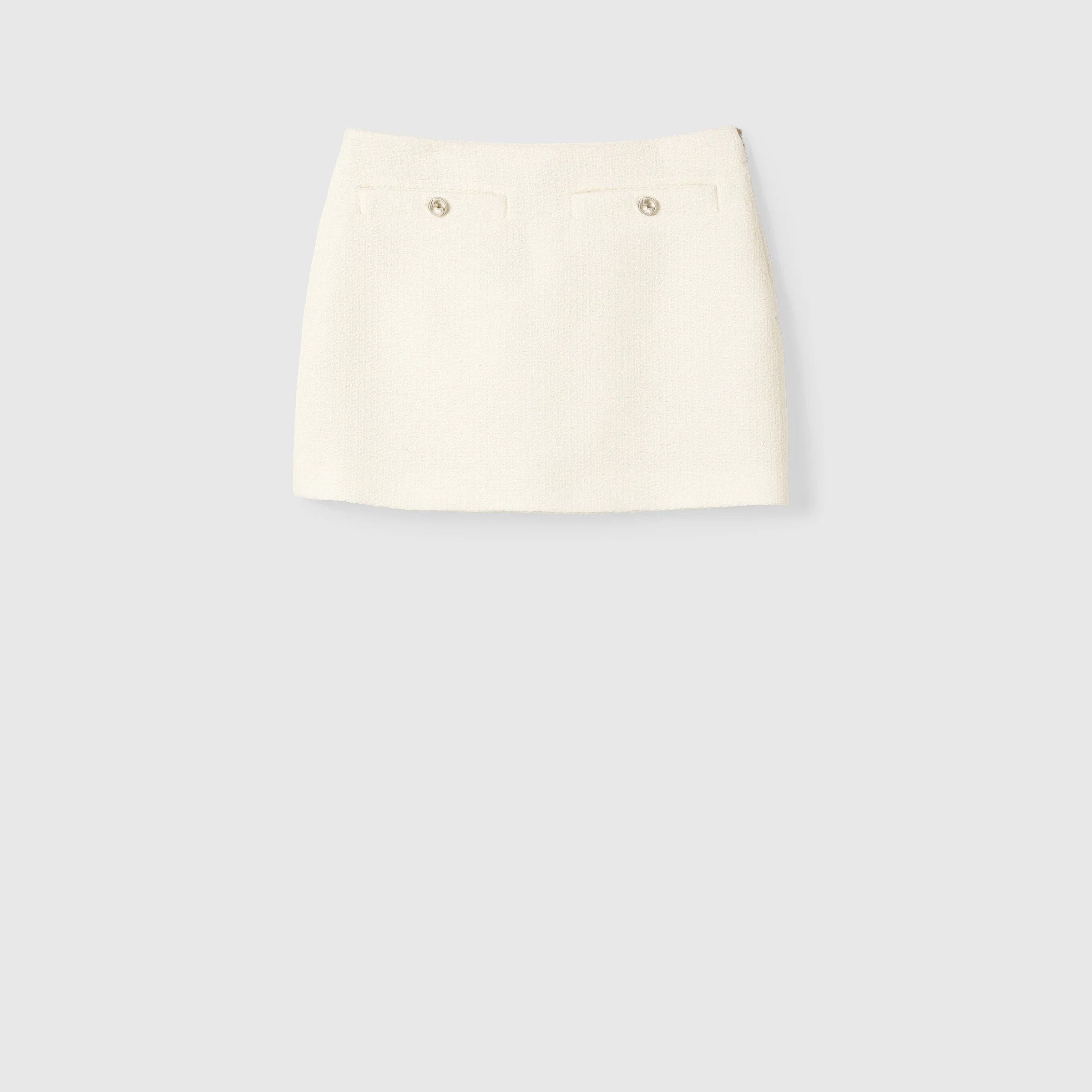 Gucci oc11z1125 Wool Bouclé Mini Skirt in Off White Size 27" / US 4 / IT 40 - 2 Thumbnail