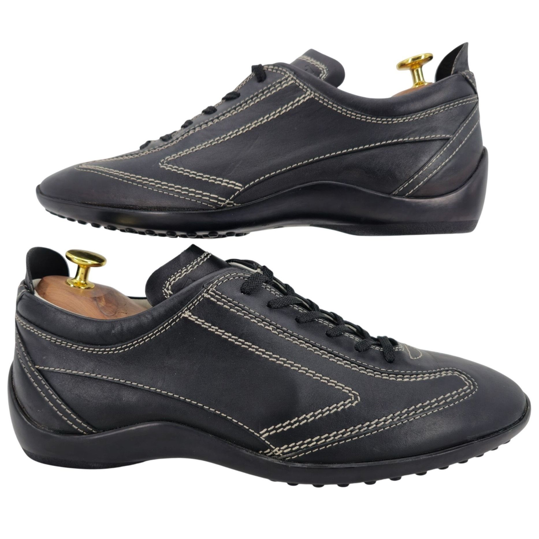 Tod's Tod's Italy Leather Lace-up Driving Sneakers Men's 8 Black Size US 8 / EU 41 - 4 Thumbnail