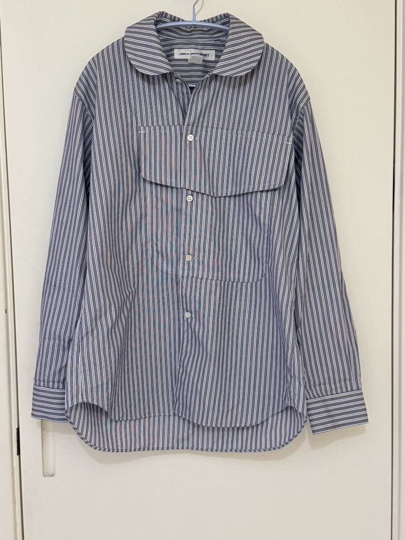 Comme des Garcons Comme Des Garcons Blue and white striped shirt Size S / US 4 / IT 40 - 1 Thumbnail