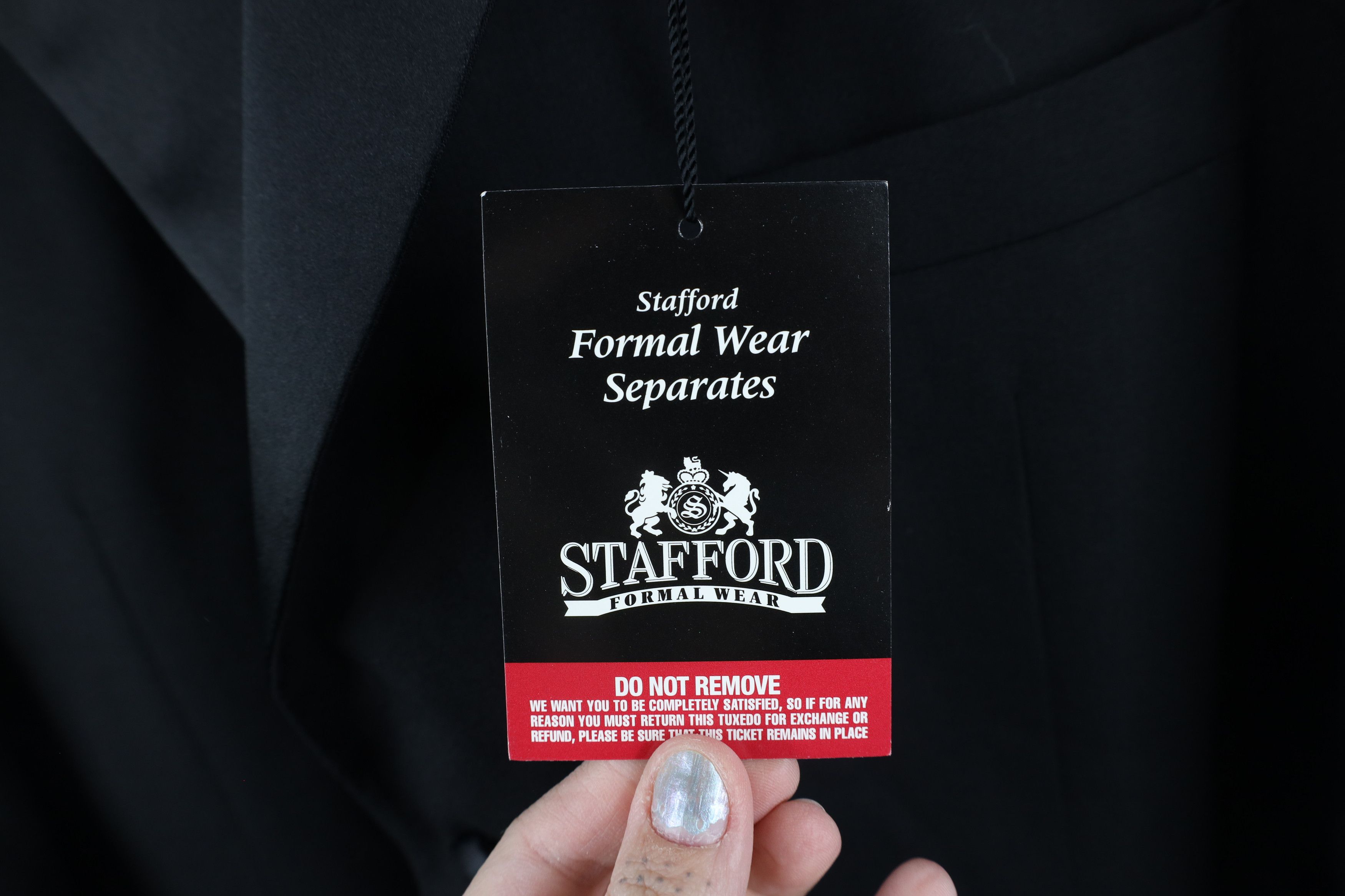 Vintage New Stafford Prom Wedding Tuxedo Suit Coat Jacket Black Size US L / EU 52-54 / 3 - 8 Thumbnail