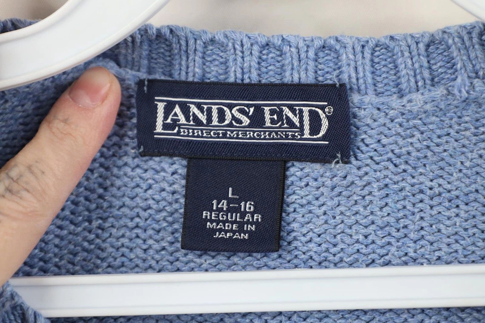 Lands' End Vintage 90s Lands End Knit Crewneck Sweater Blue Japan Size L / US 10 / IT 46 - 4 Thumbnail