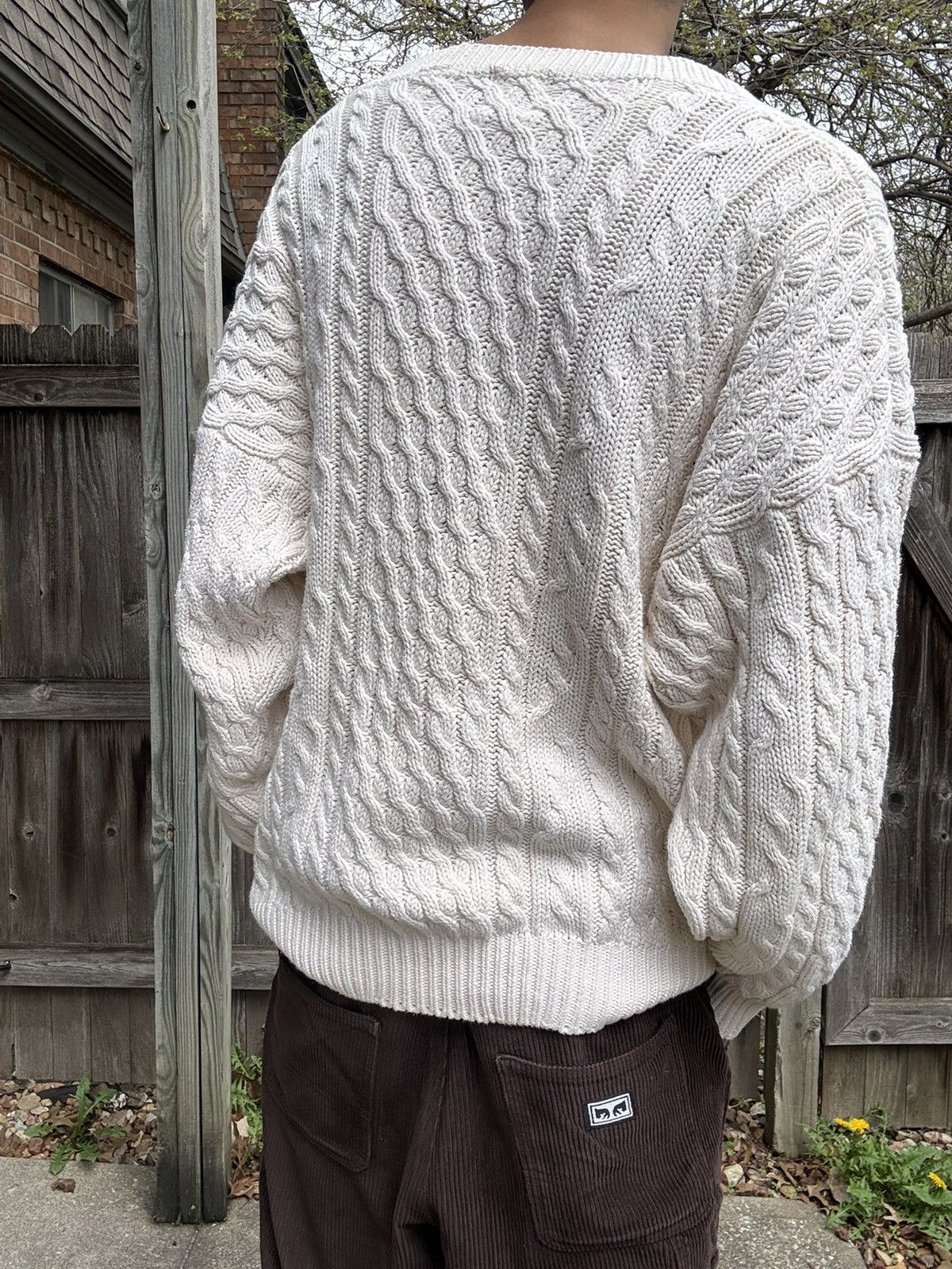 Gap 90s GAP Cable Knit Plain Jane Button-Front Cotton Cardigan Size US XL / EU 56 / 4 - 3 Thumbnail