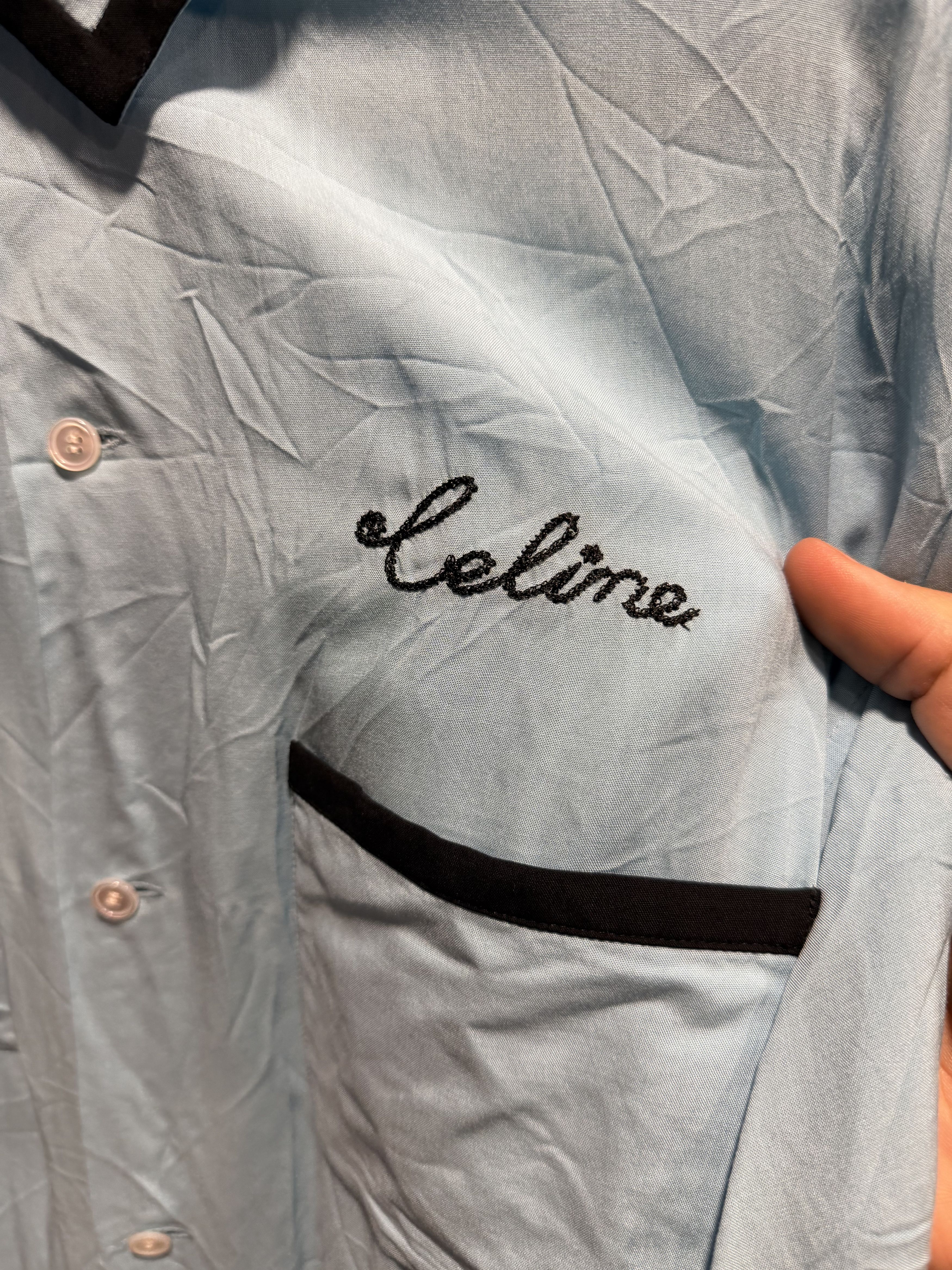Celine CELINE Light Blue Bowling Shirt w/ Black Piping – Size 40 Size US XL / EU 56 / 4 - 5 Thumbnail
