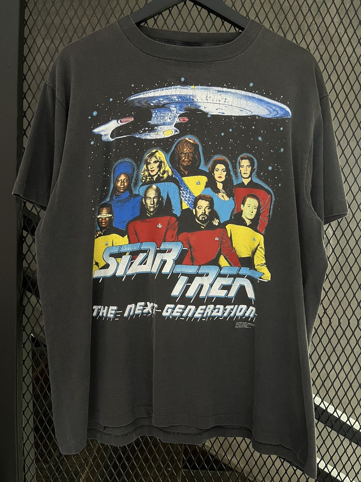 image of Movie x Vintage 1991 Startrek The Next Generation Faded in Black, Men's (Size XL)