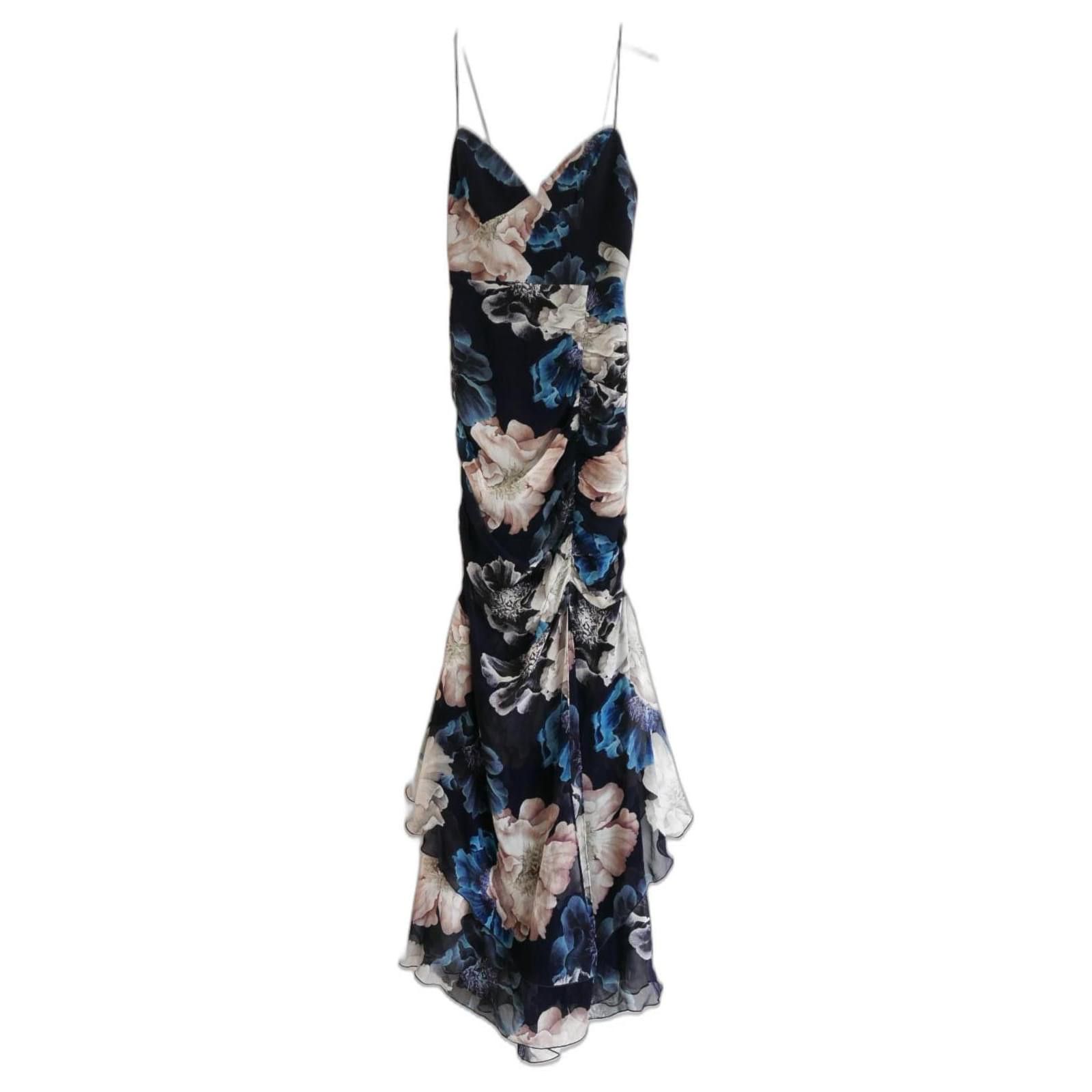 NICHOLAS Nicholas Navy Floral Layered Drawstring Dress Size S / US 4 / IT 40 - 2 Thumbnail