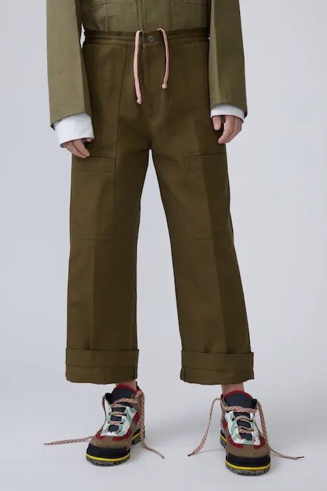 image of Acne Studios Bla Konst Twill Hill Carpenter Trousers in Olive, Men's (Size 34)