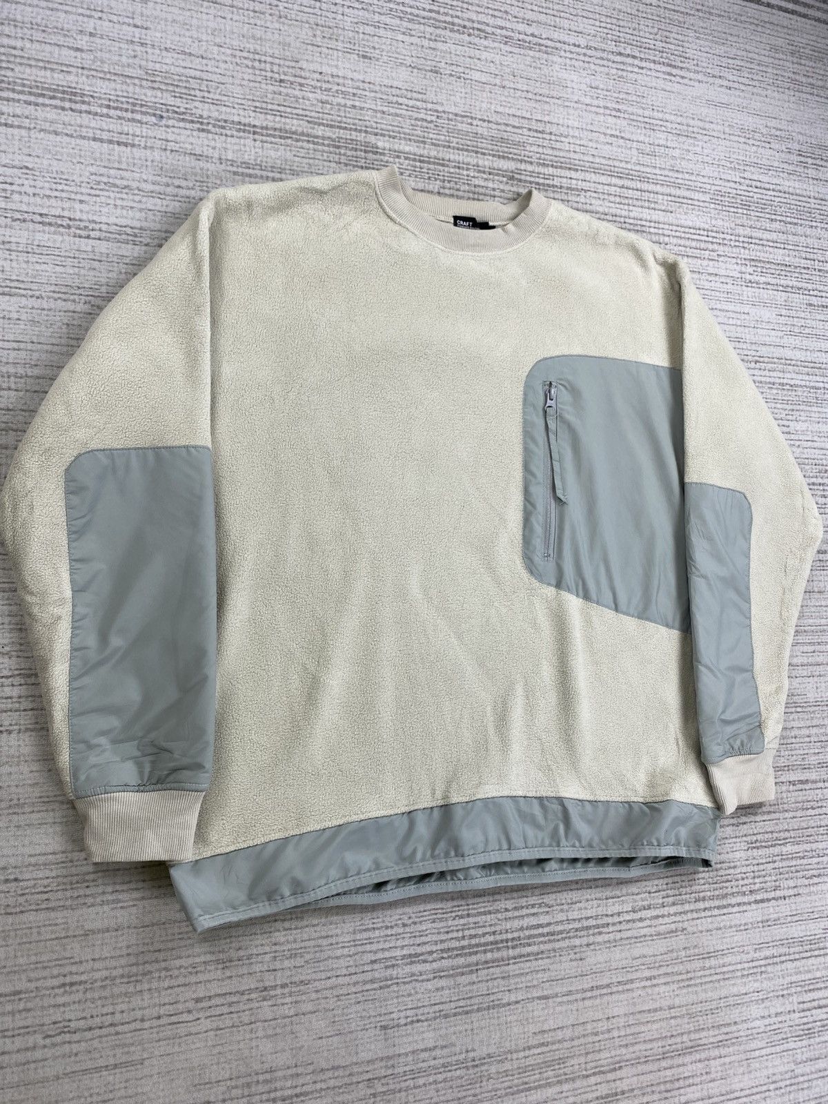 Japanese Brand × Vintage Vintage Craft Fleece Sweatshirt with Pale Gray Nylon Panels Size US L / EU 52-54 / 3 - 3 Thumbnail