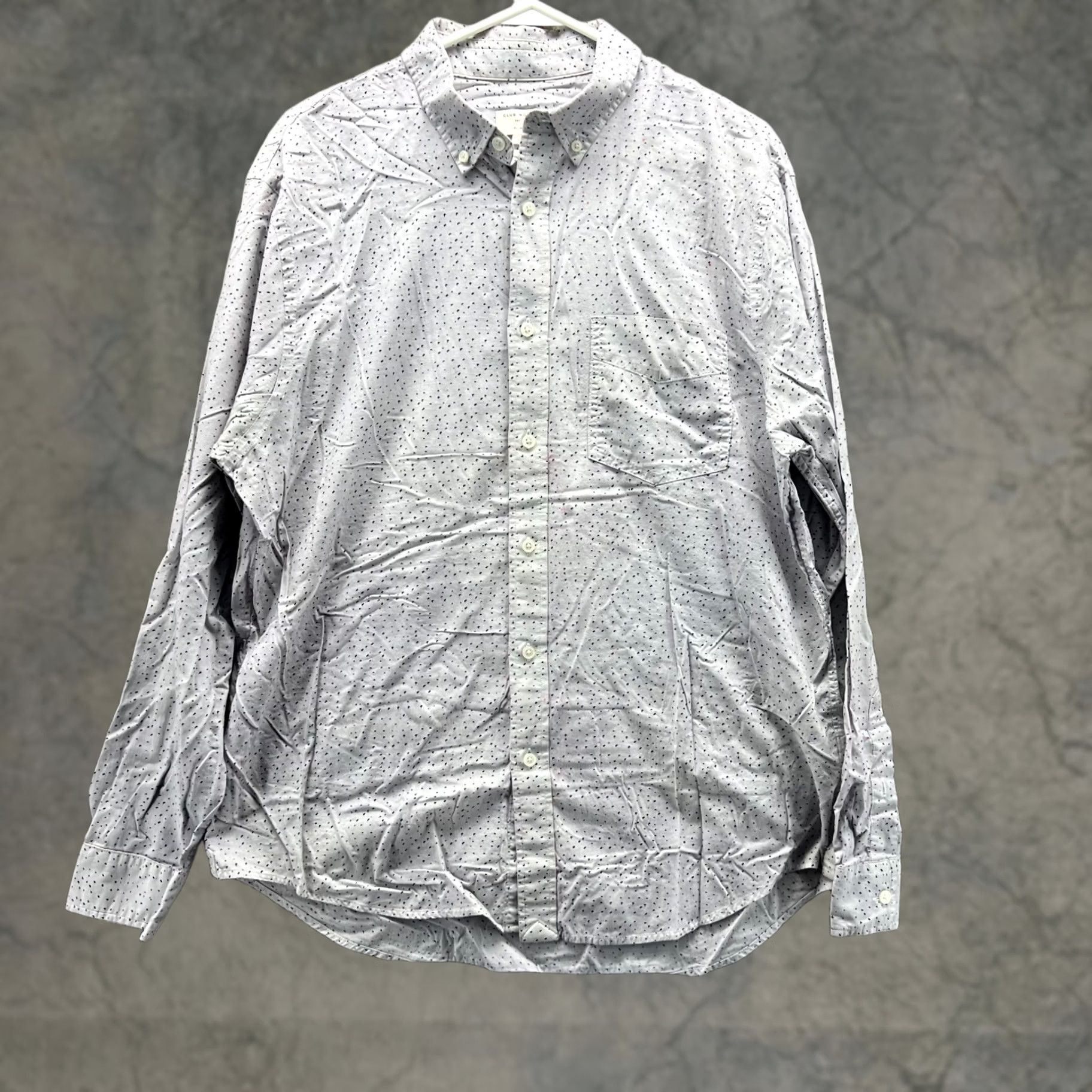 Club Monaco Club Monaco Shirt Men XL Gray Polka Dot Button-Down Slim Fit Size US XL / EU 56 / 4 - 1 Thumbnail