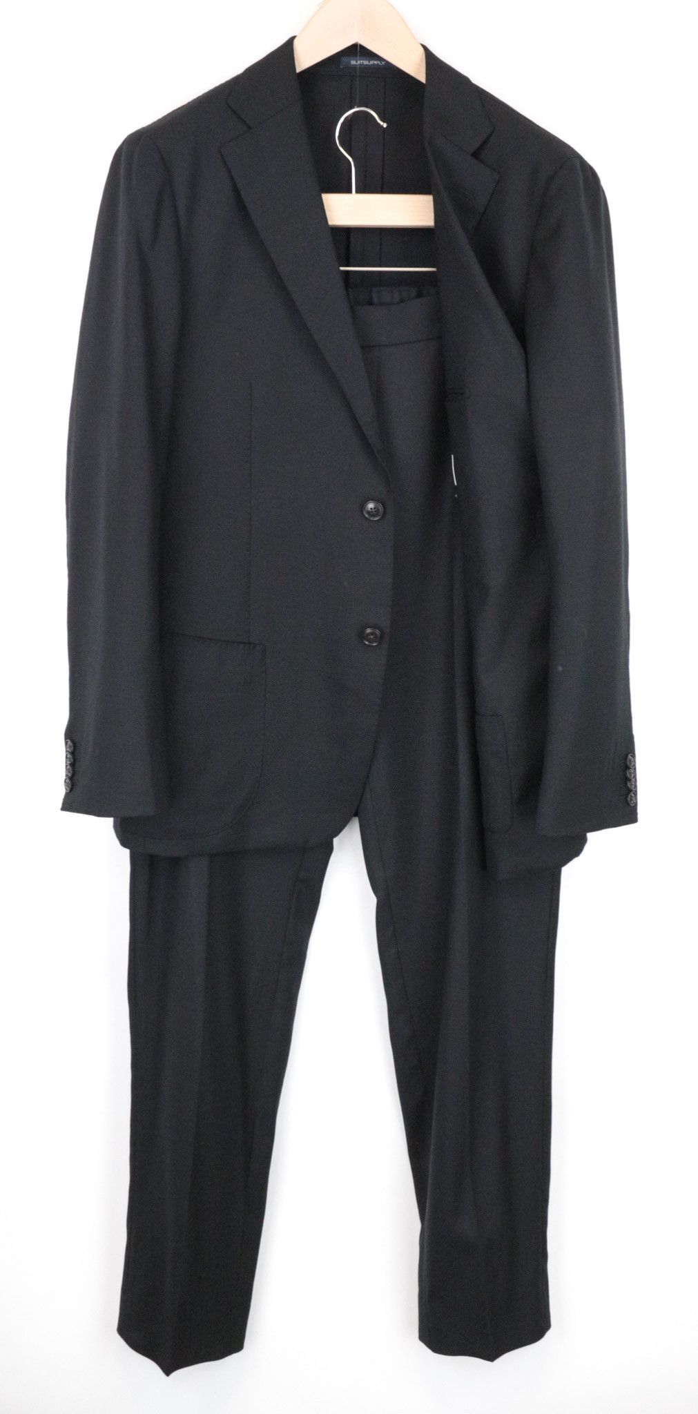 image of Suitsupply Havana Patch Uk42R Wool Stretch Dark Grey Slim Suit 68295, Men's