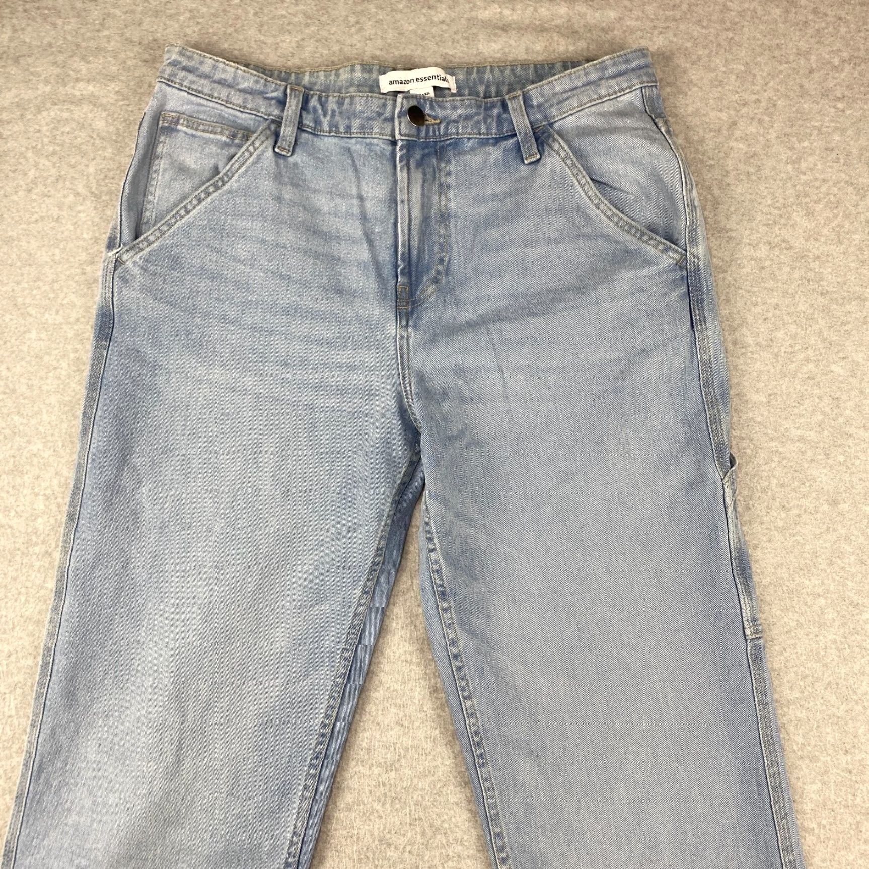 Essentials Amazon Jeans Mens 33X32 Blue Straight Leg Pockets Slimming Comfort Stretch 5-Pocket Design Belt Loops Denim 33 Regular Mens Jeans Blue Size US 33 - 3 Thumbnail