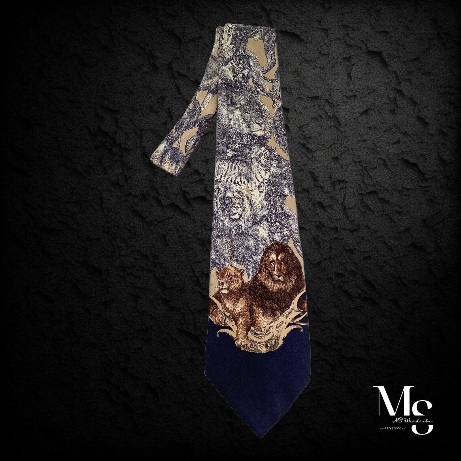 Gianfranco Ferre GIANFRANCO FERRE Beige & Gray Animal Print Silk Tie Made In Size ONE SIZE - 6 Thumbnail